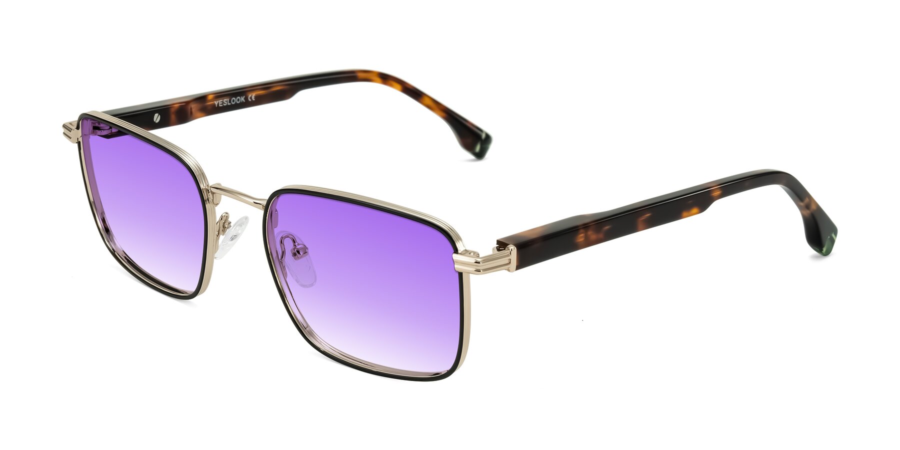 Angle of Rhine in Black/Gold/Tortoise with Purple Gradient Lenses