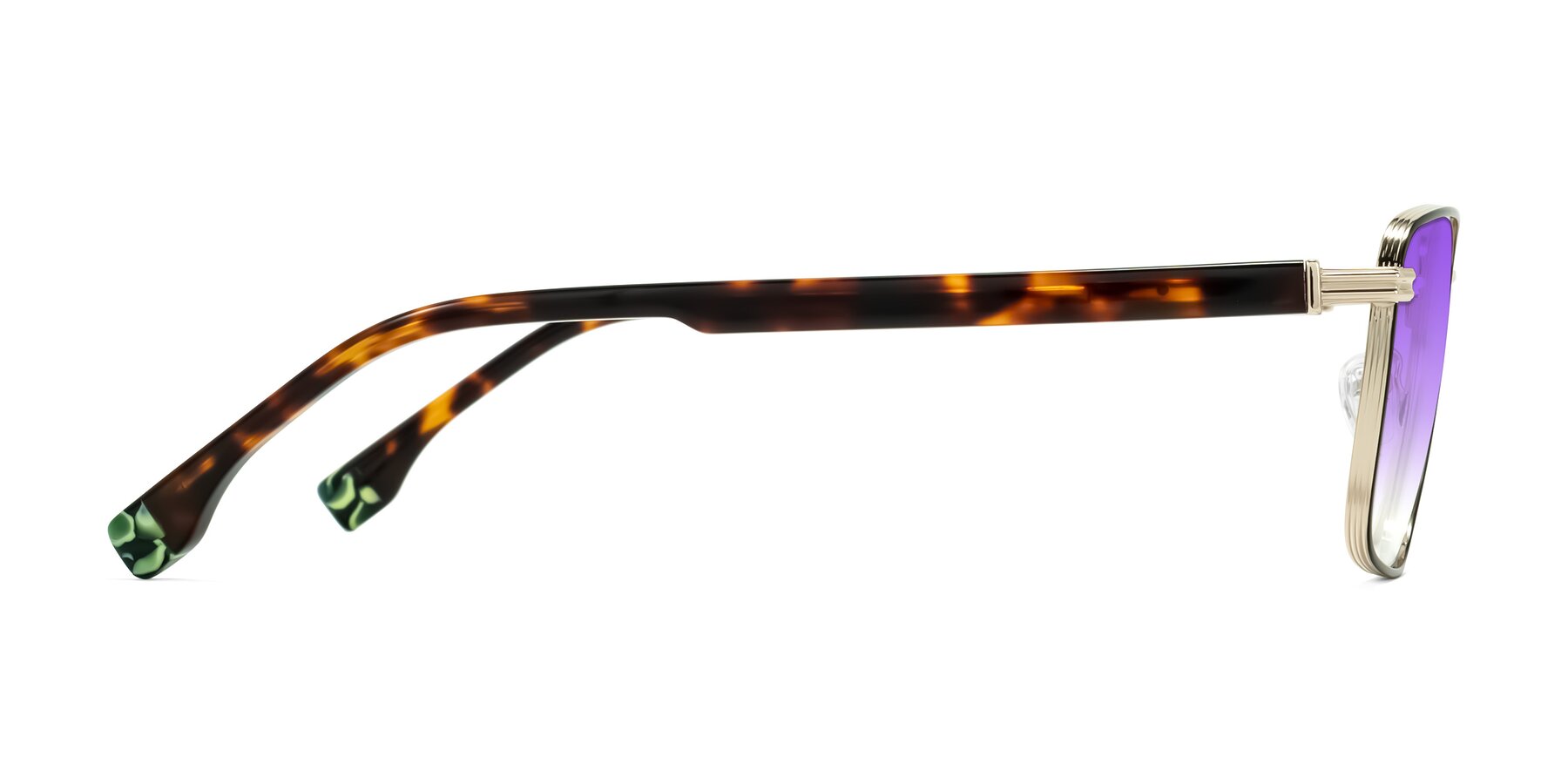 Side of Rhine in Black/Gold/Tortoise with Purple Gradient Lenses