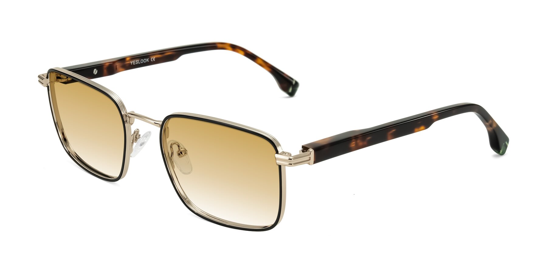 Angle of Rhine in Black/Gold/Tortoise with Champagne Gradient Lenses