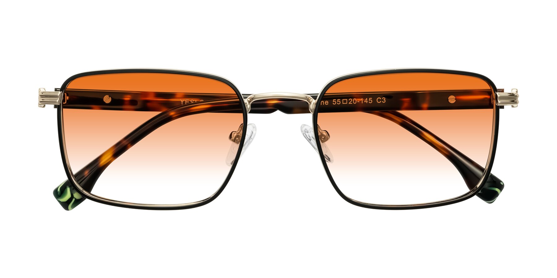Folded Front of Rhine in Black/Gold/Tortoise with Orange Gradient Lenses