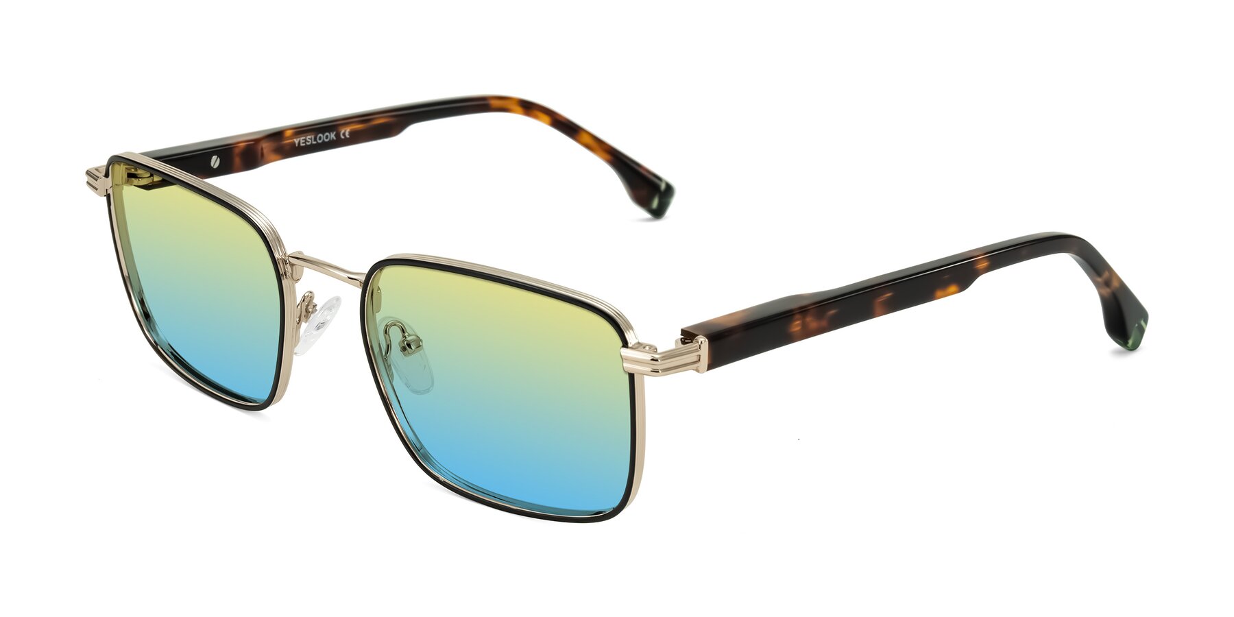 Angle of Rhine in Black/Gold/Tortoise with Yellow / Blue Gradient Lenses