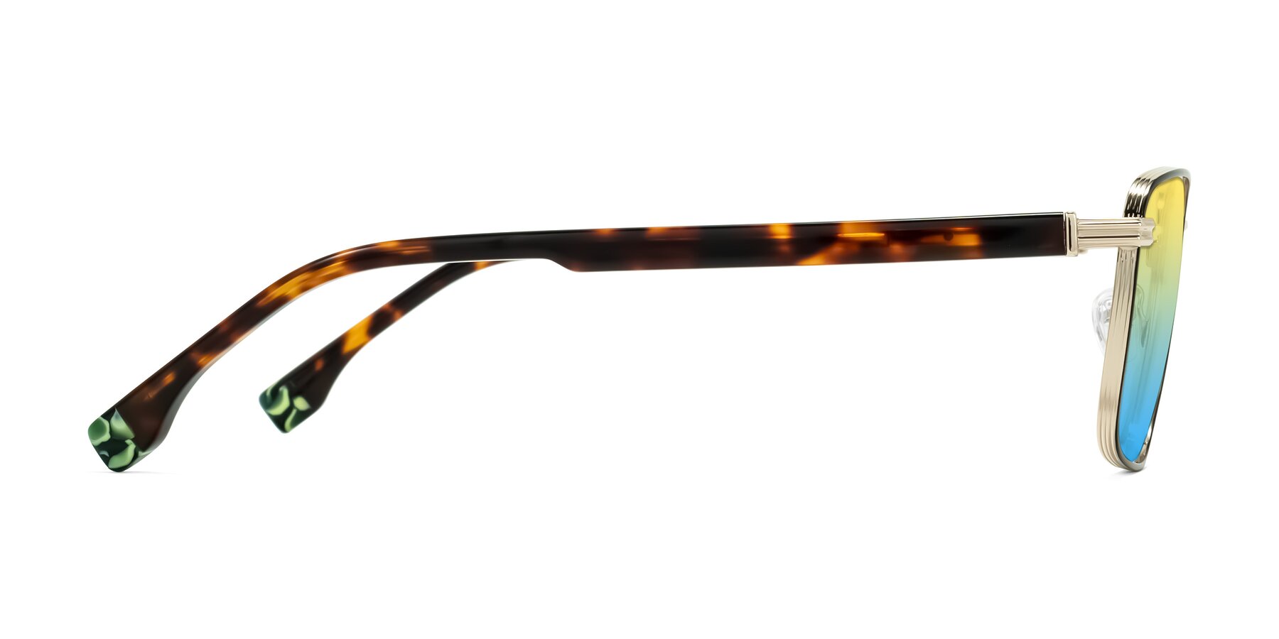 Side of Rhine in Black/Gold/Tortoise with Yellow / Blue Gradient Lenses