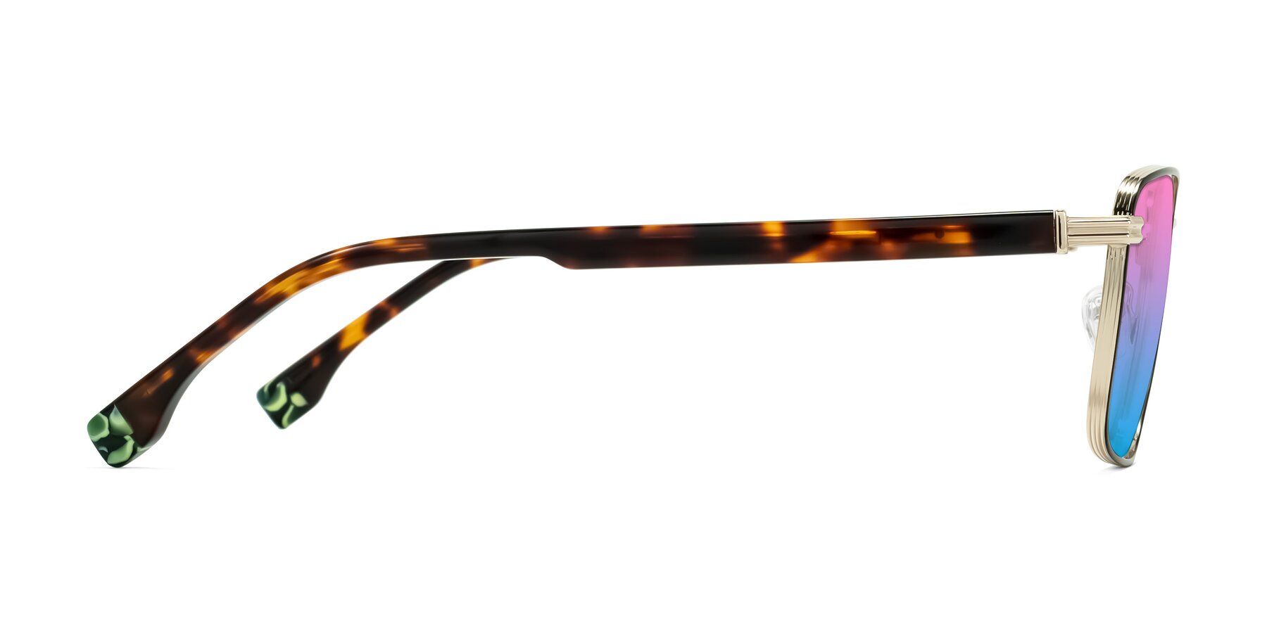 Side of Rhine in Black/Gold/Tortoise with Pink / Blue Gradient Lenses