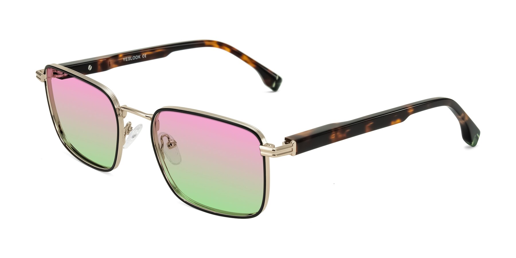 Angle of Rhine in Black/Gold/Tortoise with Pink / Green Gradient Lenses