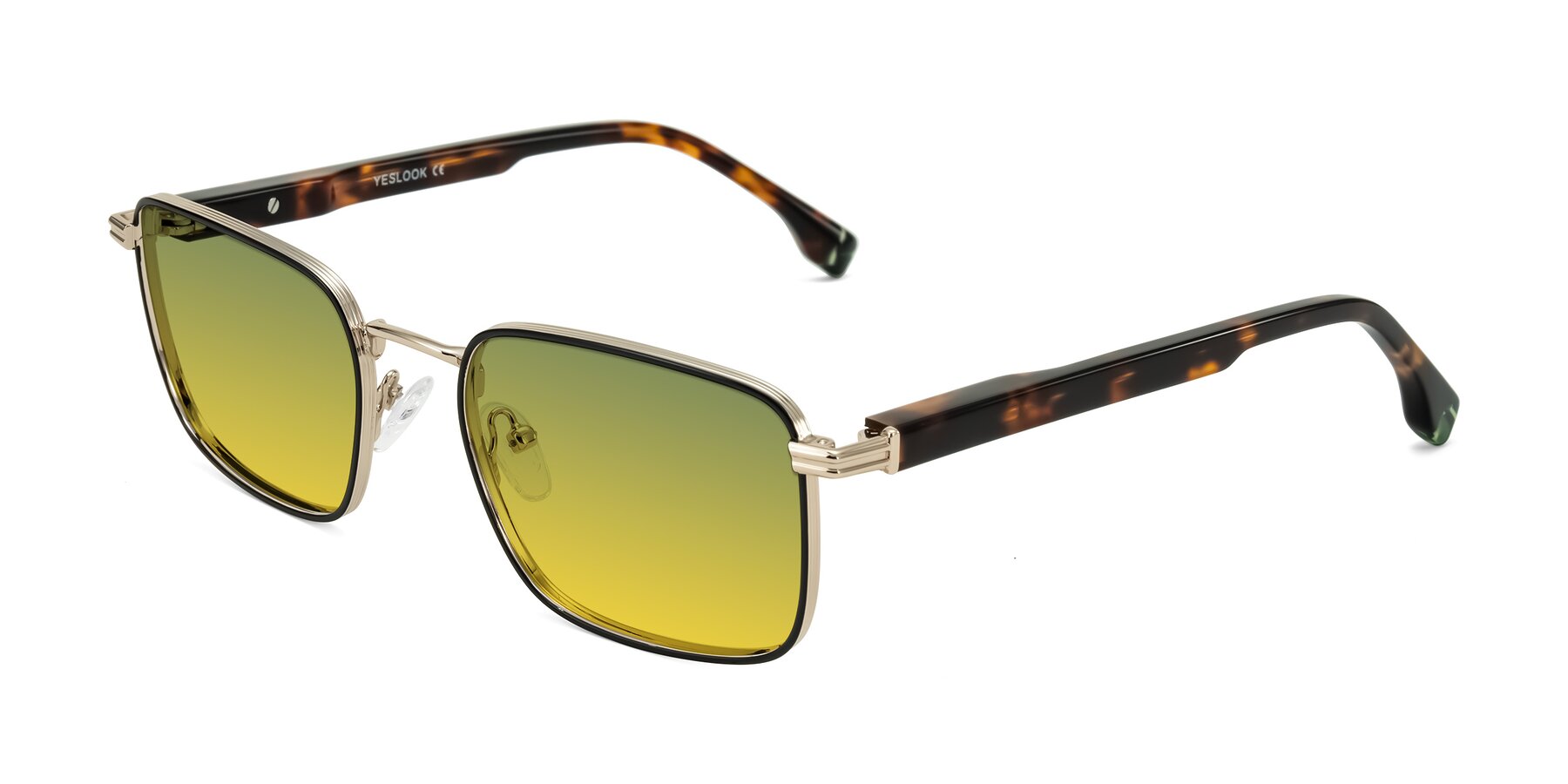 Angle of Rhine in Black/Gold/Tortoise with Green / Yellow Gradient Lenses
