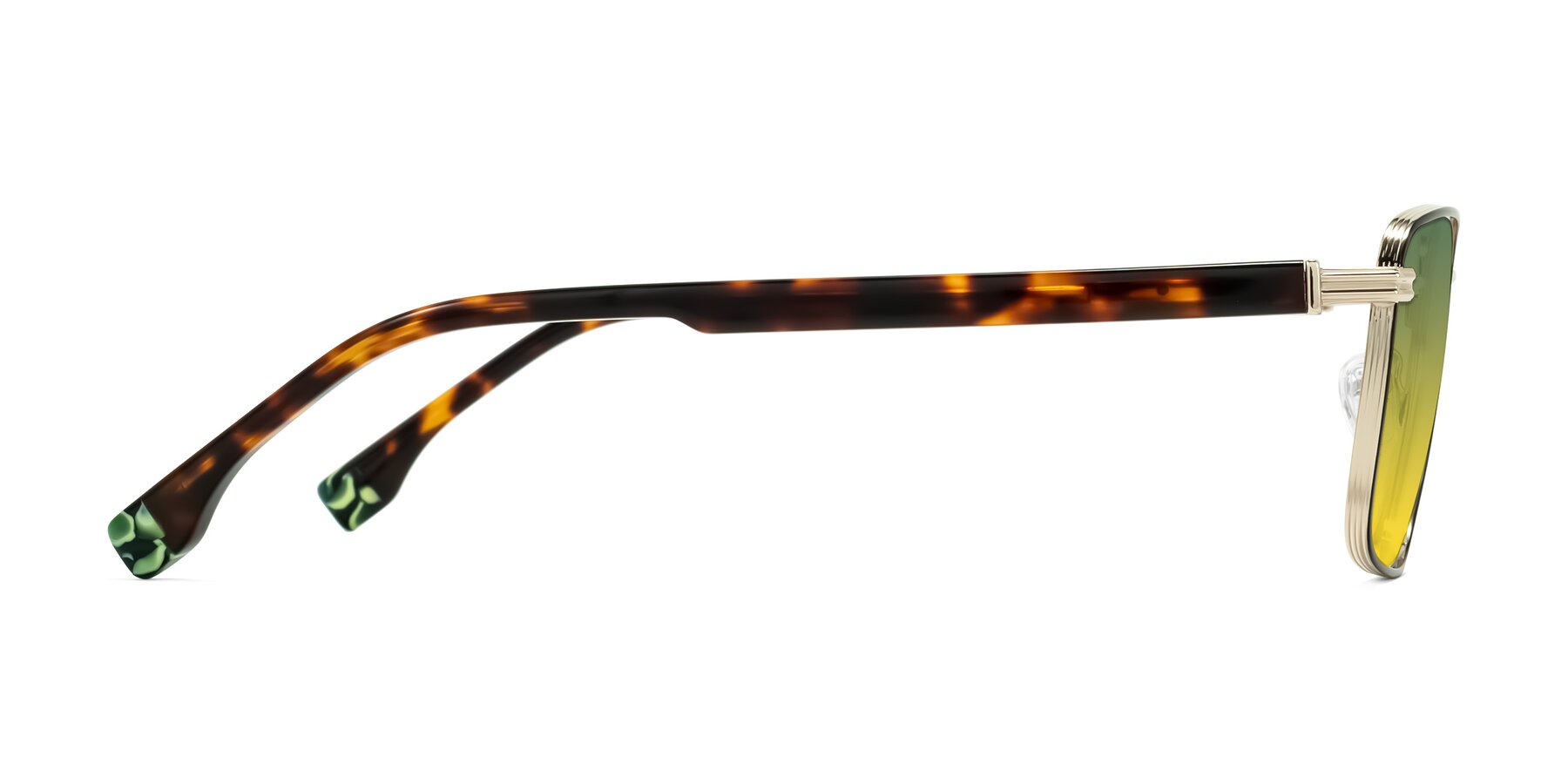 Side of Rhine in Black/Gold/Tortoise with Green / Yellow Gradient Lenses