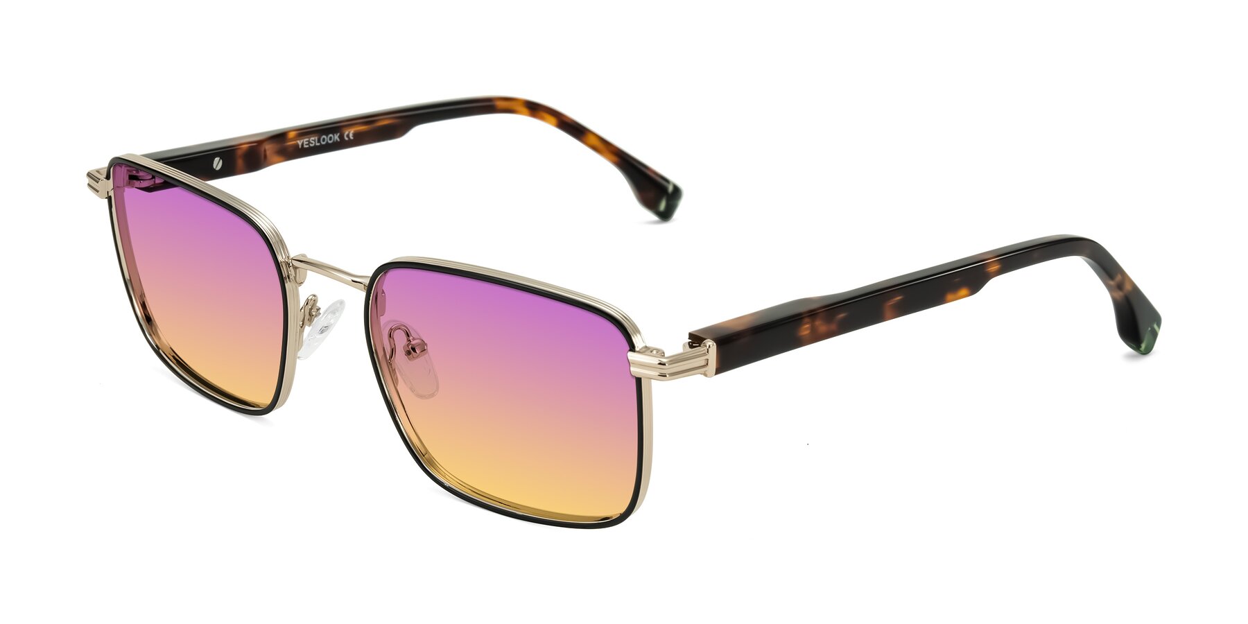 Angle of Rhine in Black/Gold/Tortoise with Purple / Yellow Gradient Lenses