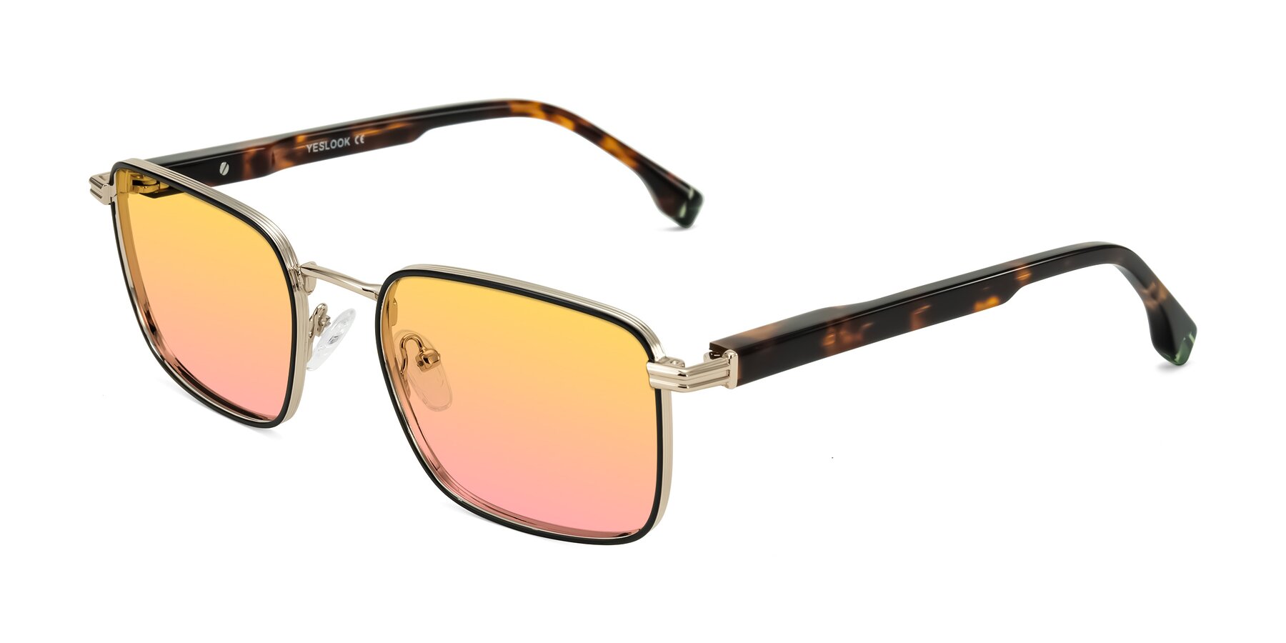 Angle of Rhine in Black/Gold/Tortoise with Yellow / Pink Gradient Lenses