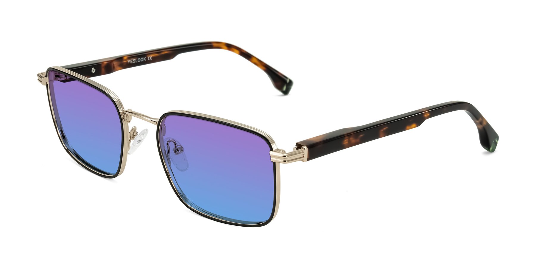 Angle of Rhine in Black/Gold/Tortoise with Purple / Blue Gradient Lenses