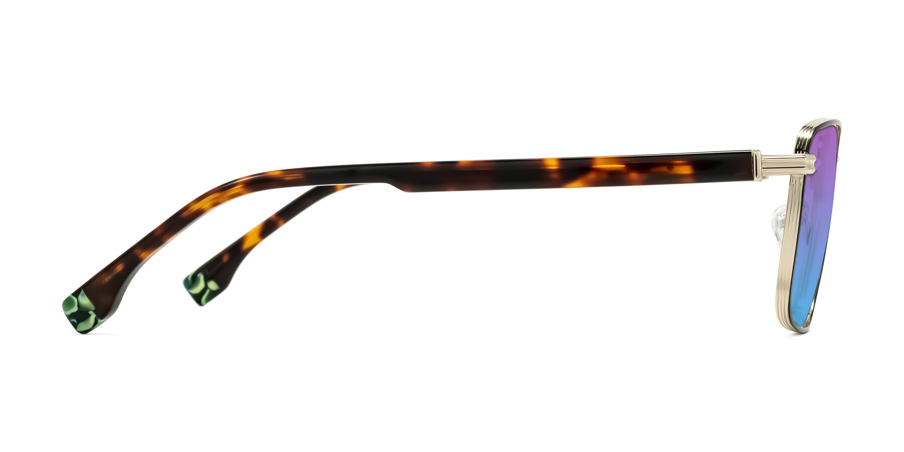 Side of Rhine in Black/Gold/Tortoise with Purple / Blue Gradient Lenses
