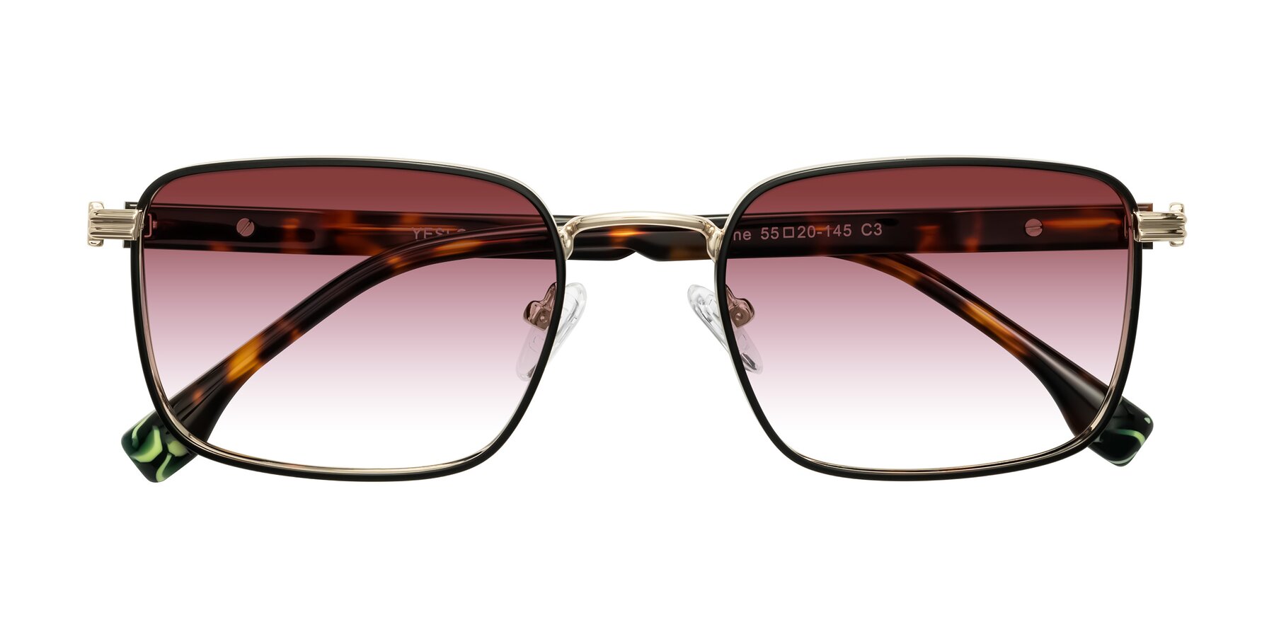 Folded Front of Rhine in Black/Gold/Tortoise with Garnet Gradient Lenses