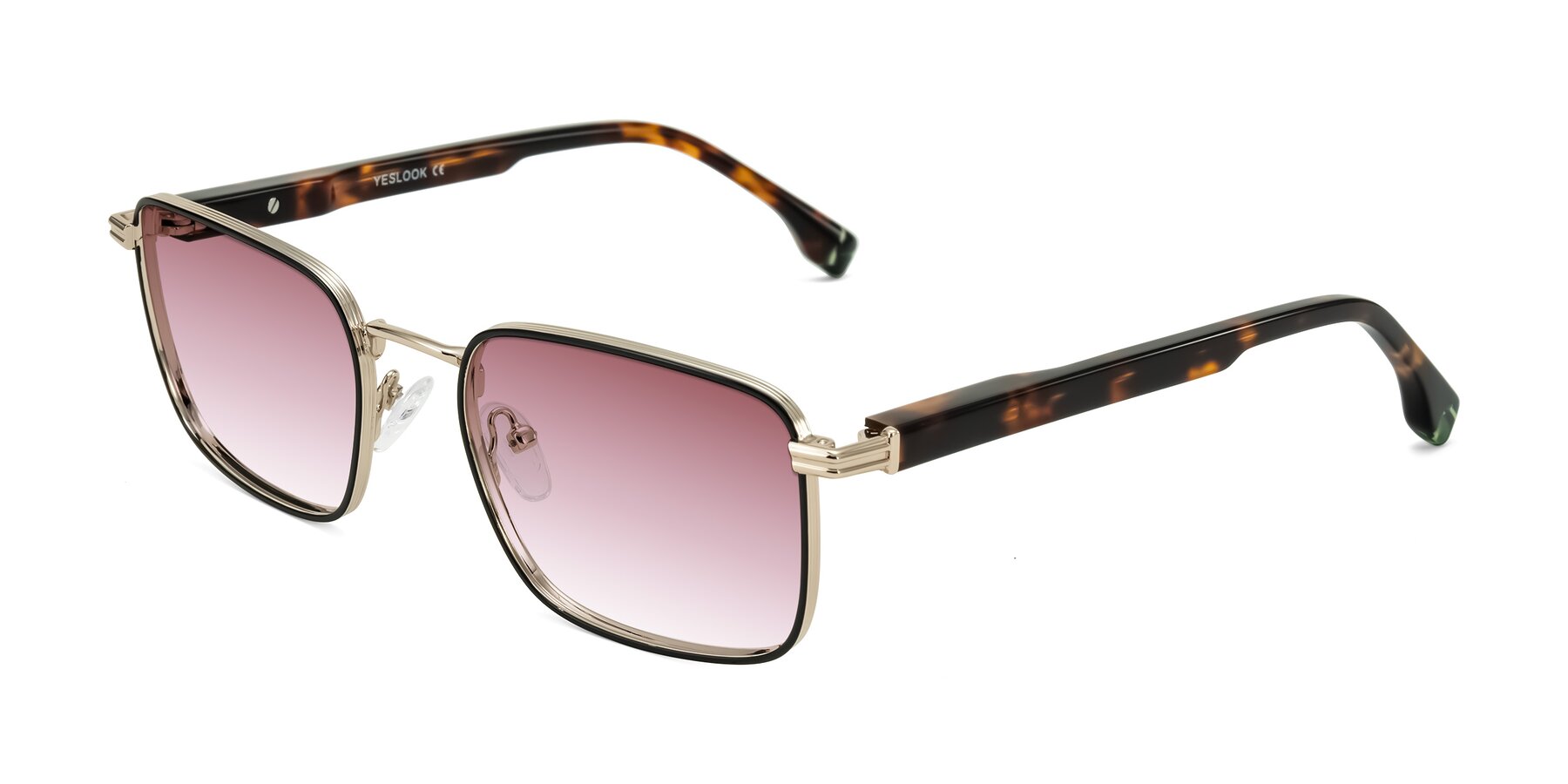 Angle of Rhine in Black/Gold/Tortoise with Garnet Gradient Lenses