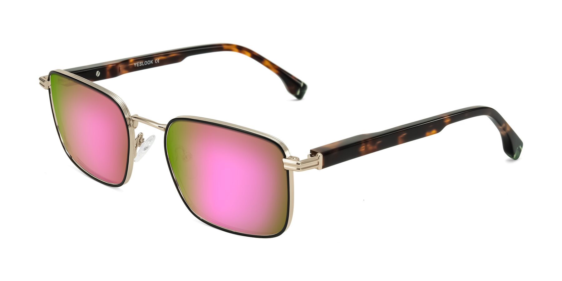 Angle of Rhine in Black/Gold/Tortoise with Pink Mirrored Lenses