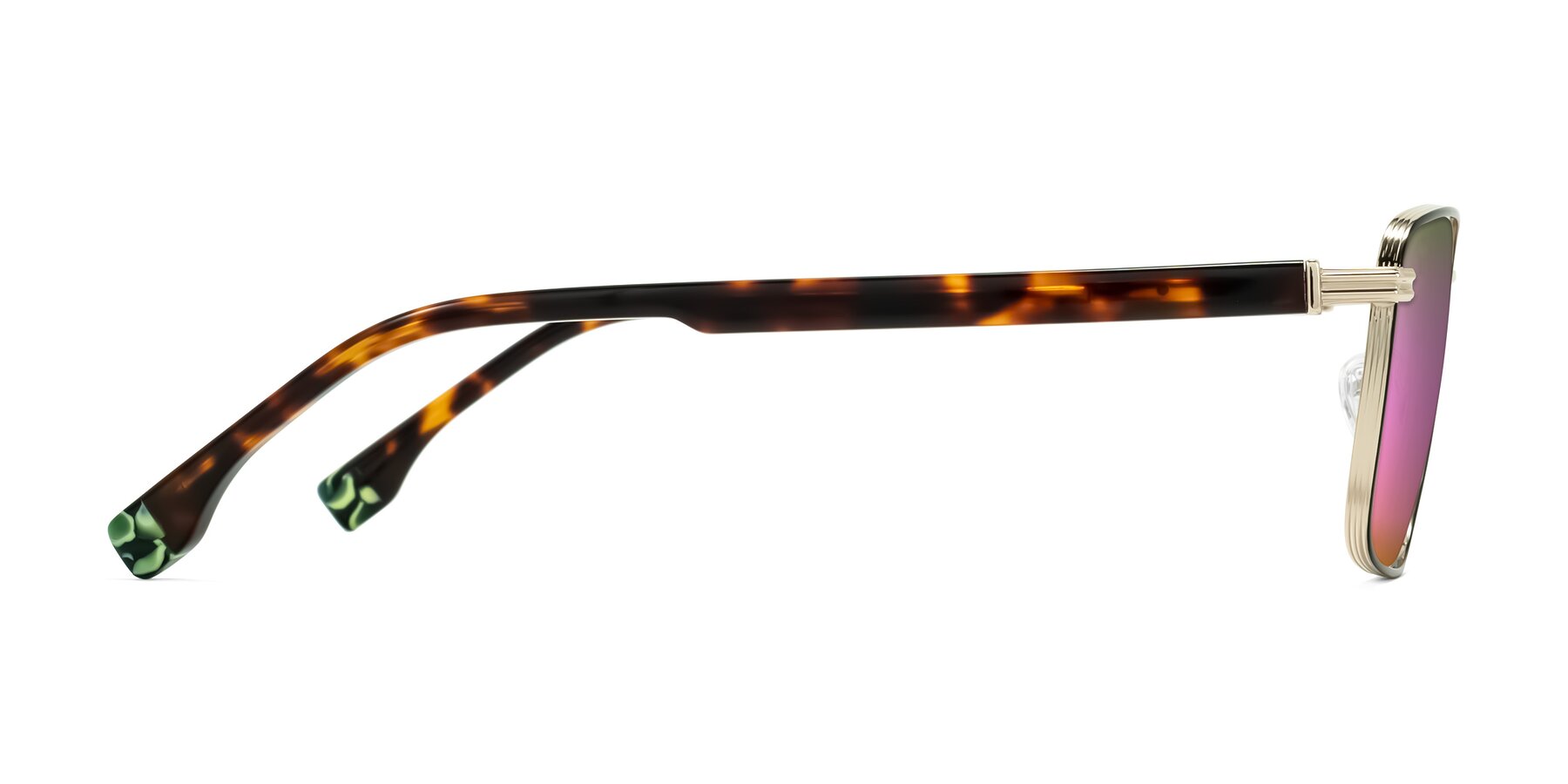 Side of Rhine in Black/Gold/Tortoise with Pink Mirrored Lenses