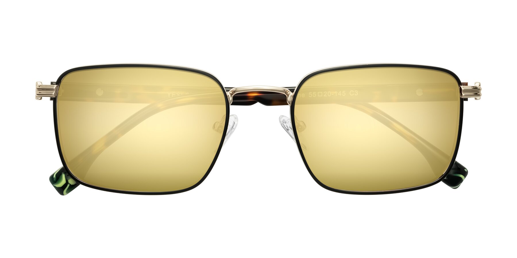 Folded Front of Rhine in Black/Gold/Tortoise with Gold Mirrored Lenses