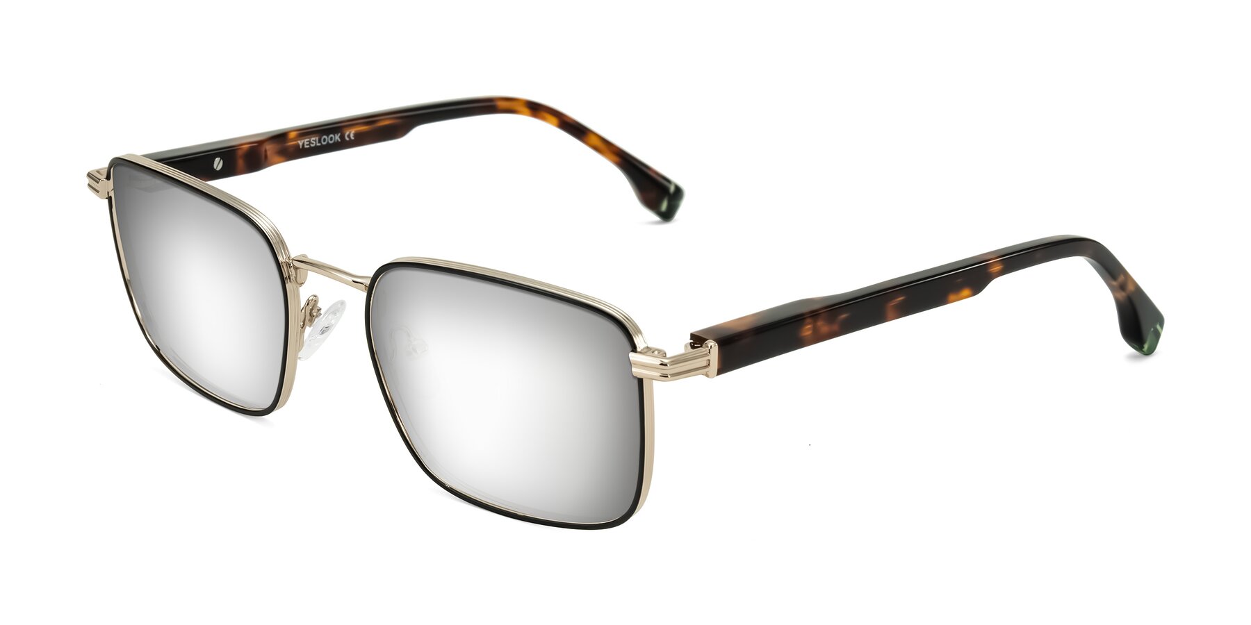 Angle of Rhine in Black/Gold/Tortoise with Silver Mirrored Lenses
