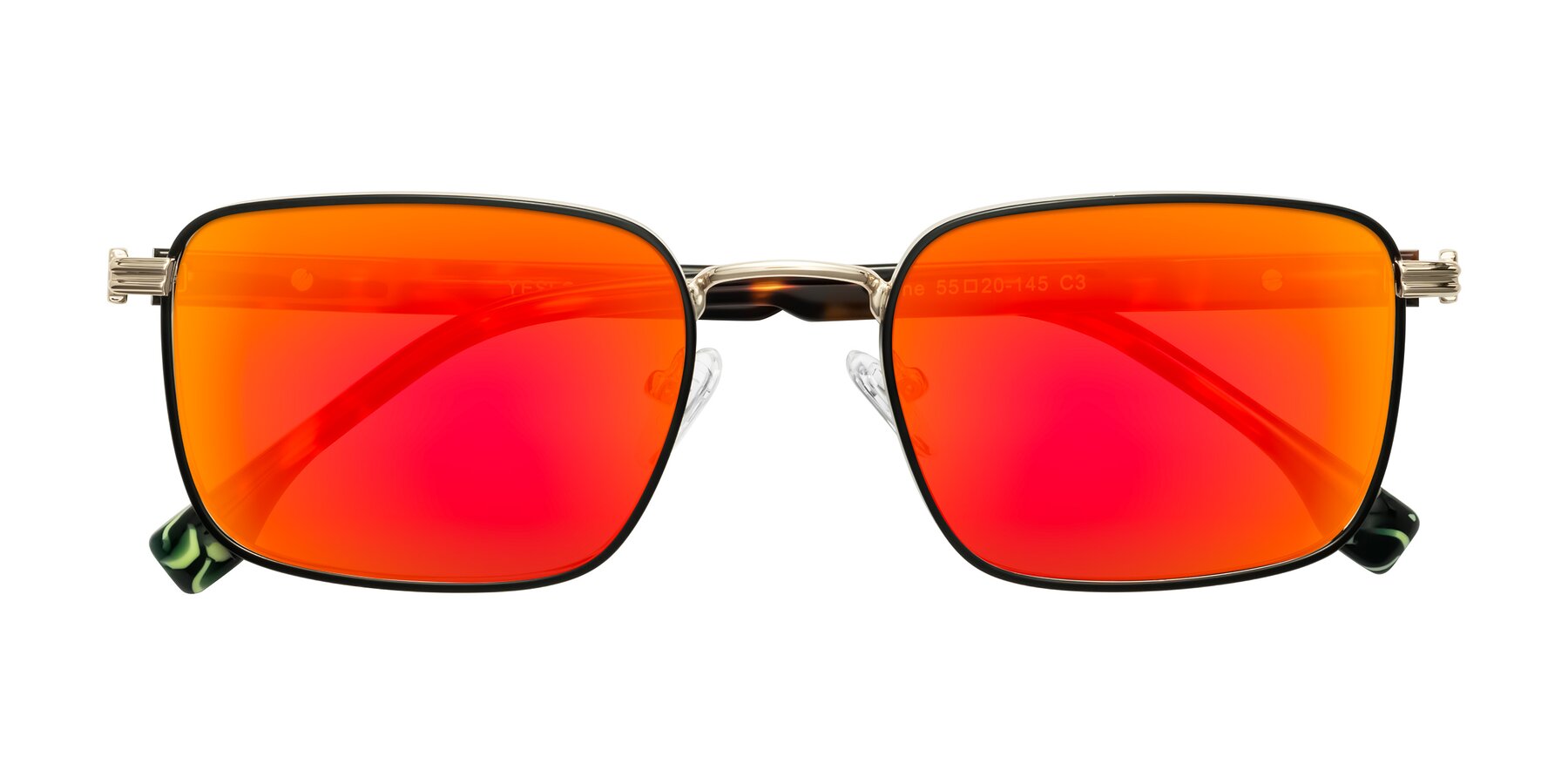 Folded Front of Rhine in Black/Gold/Tortoise with Red Gold Mirrored Lenses