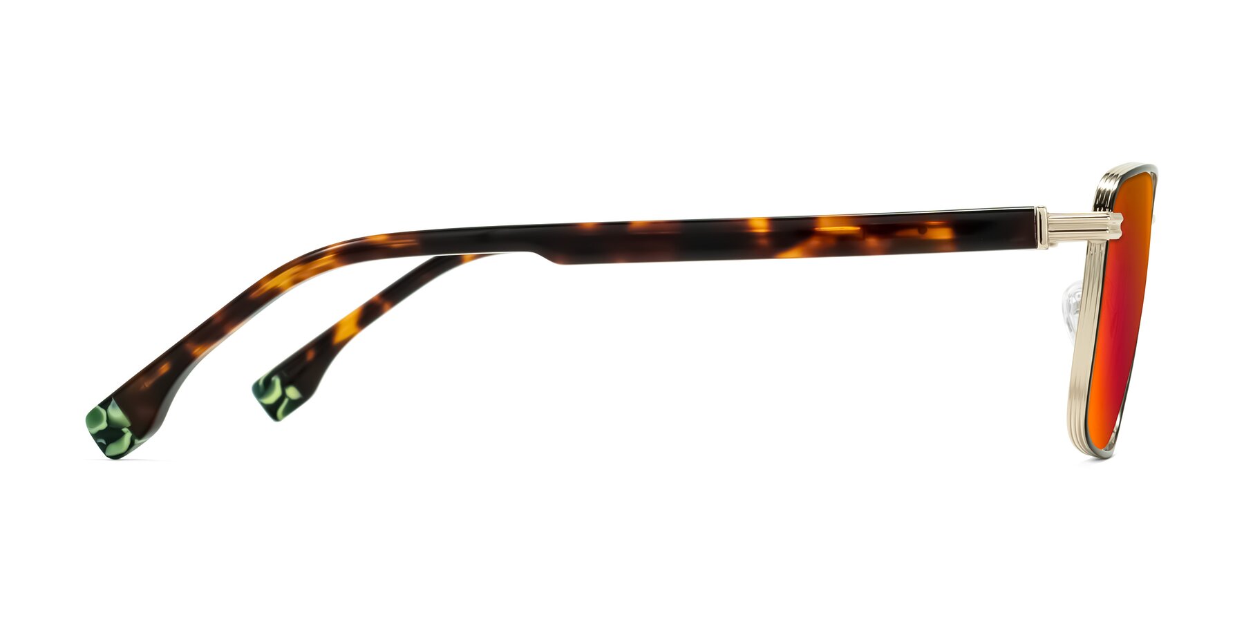 Side of Rhine in Black/Gold/Tortoise with Red Gold Mirrored Lenses