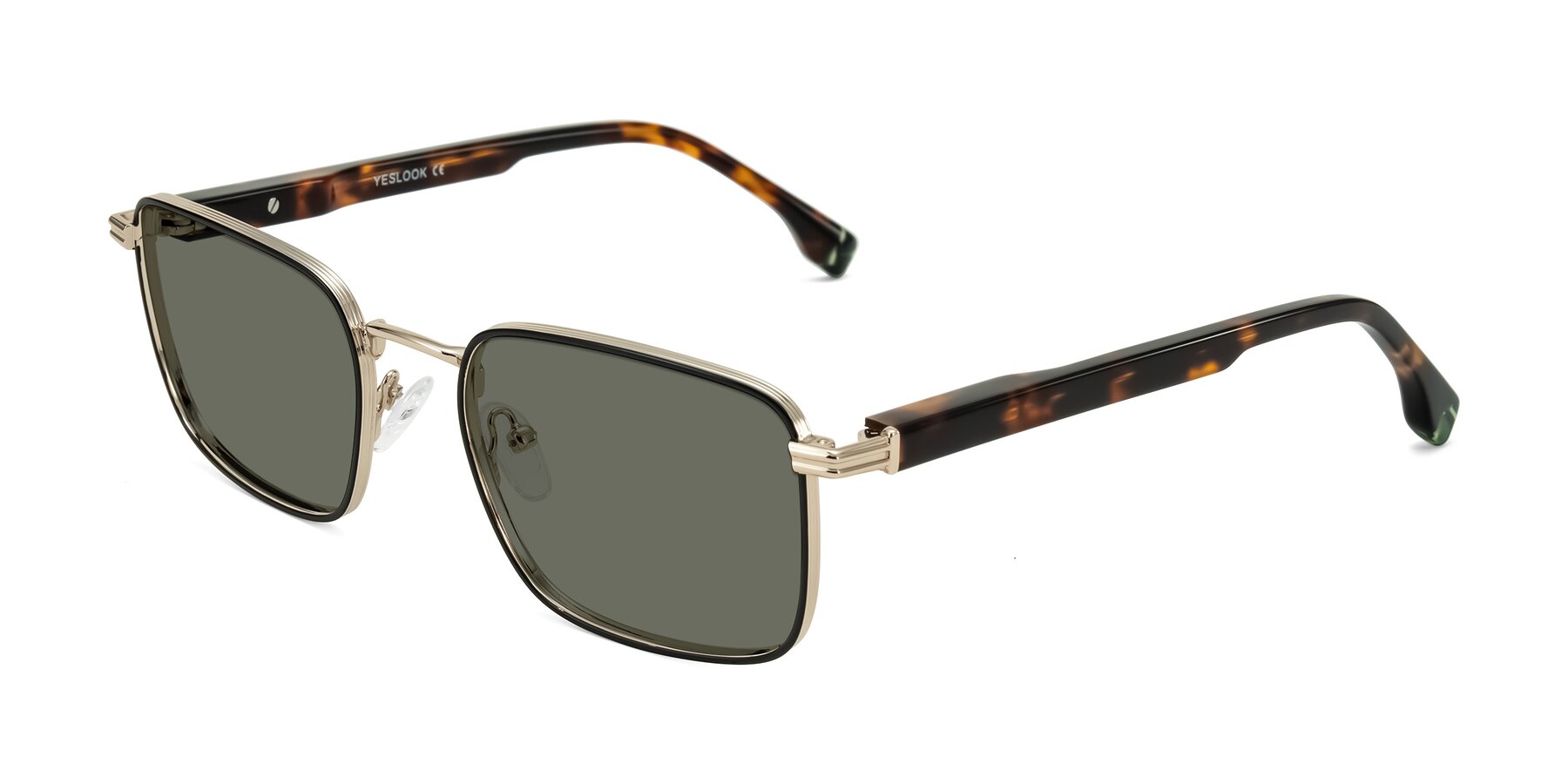 Angle of Rhine in Black/Gold/Tortoise with Gray Polarized Lenses