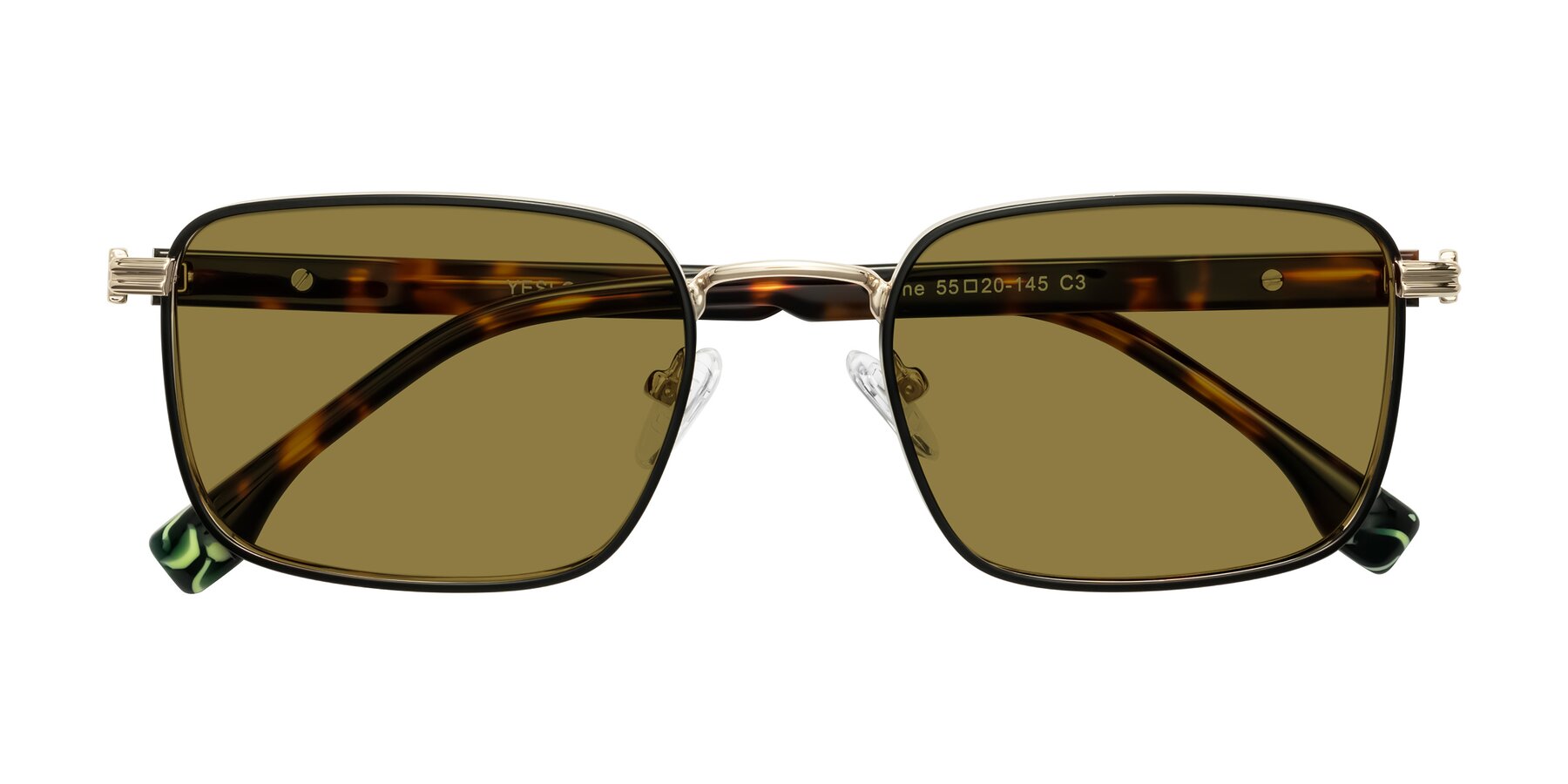 Folded Front of Rhine in Black/Gold/Tortoise with Brown Polarized Lenses