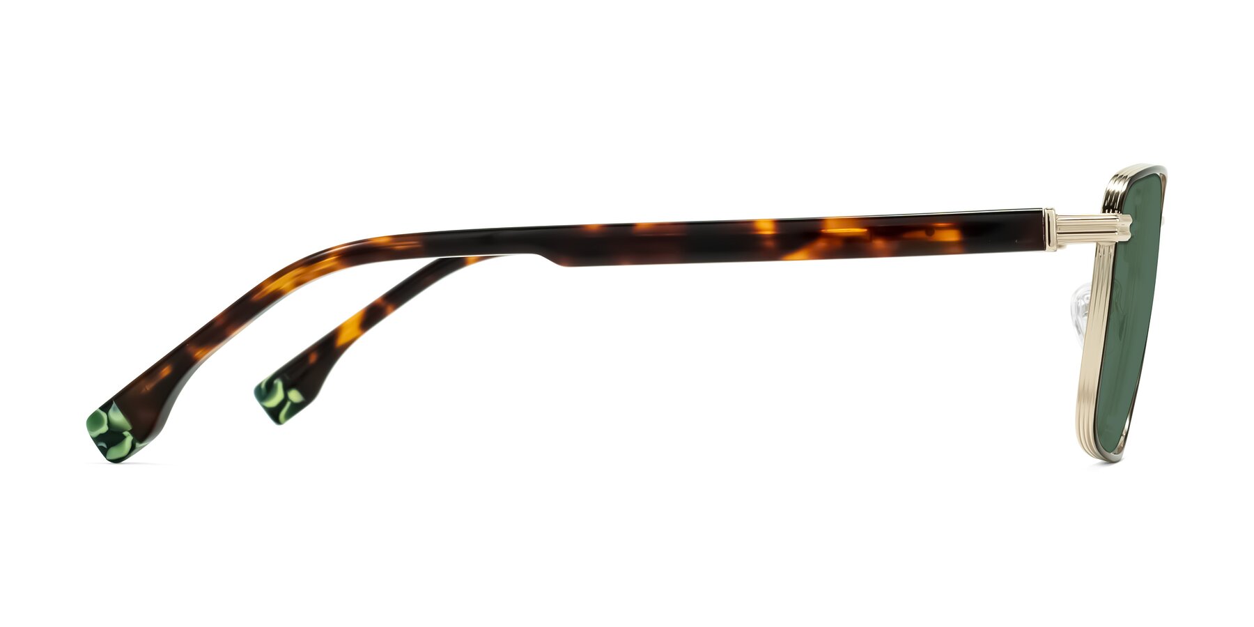 Side of Rhine in Black/Gold/Tortoise with Green Polarized Lenses