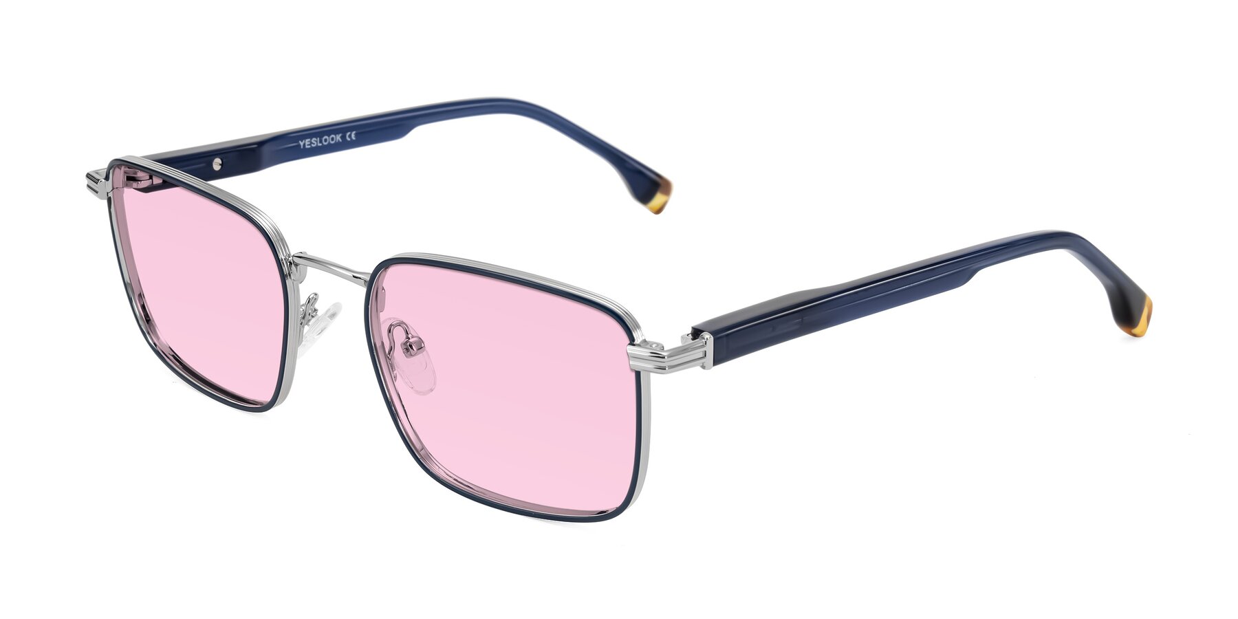 Angle of Rhine in Blue/Silver with Light Pink Tinted Lenses