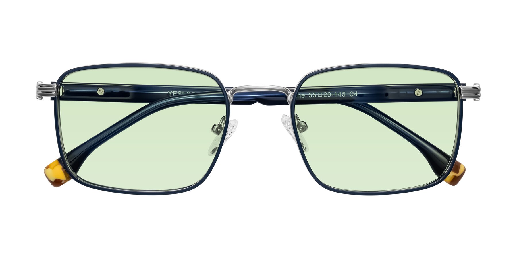 Folded Front of Rhine in Blue/Silver with Light Green Tinted Lenses