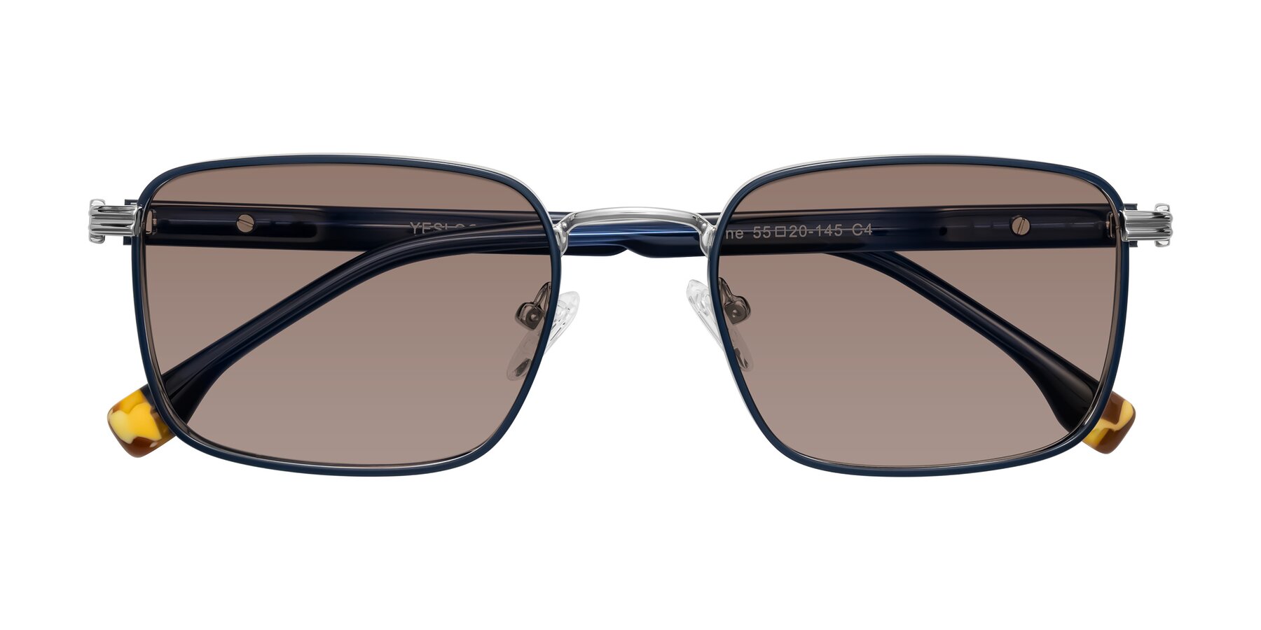 Folded Front of Rhine in Blue/Silver with Medium Brown Tinted Lenses