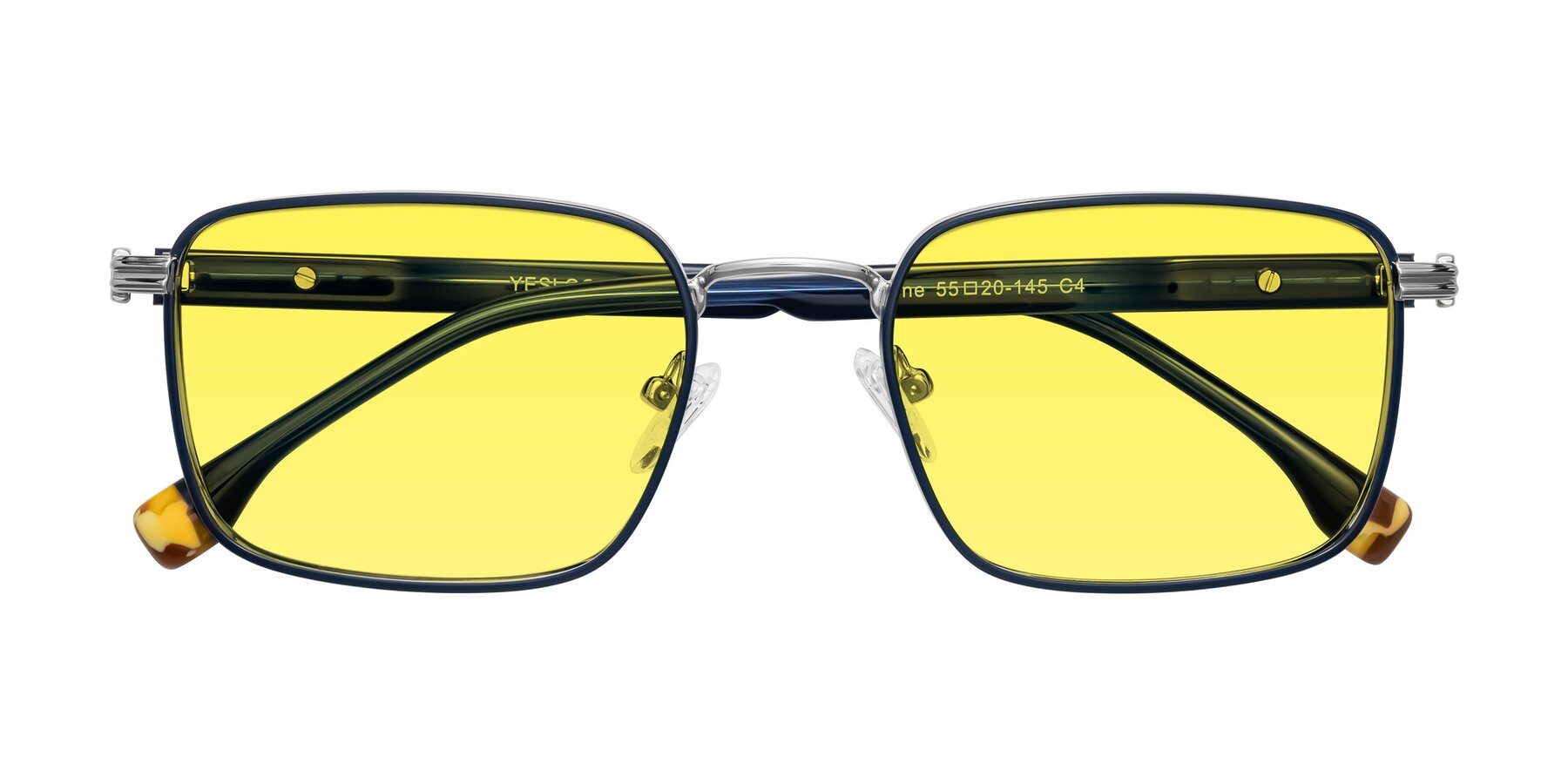 Folded Front of Rhine in Blue/Silver with Medium Yellow Tinted Lenses