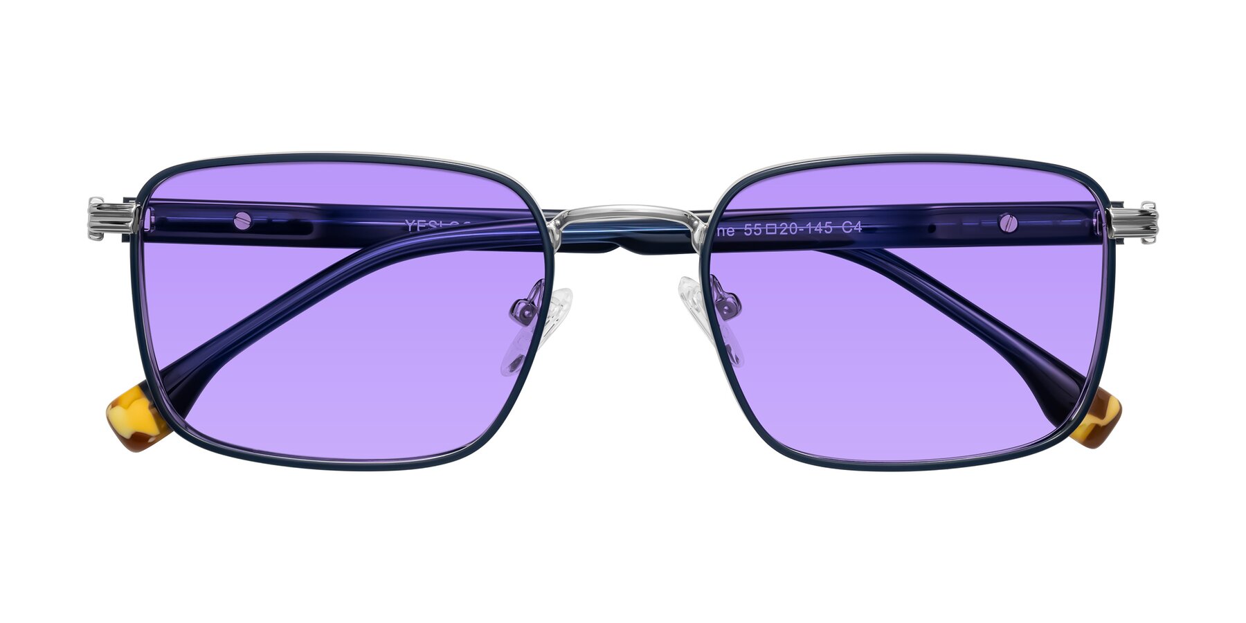 Folded Front of Rhine in Blue/Silver with Medium Purple Tinted Lenses