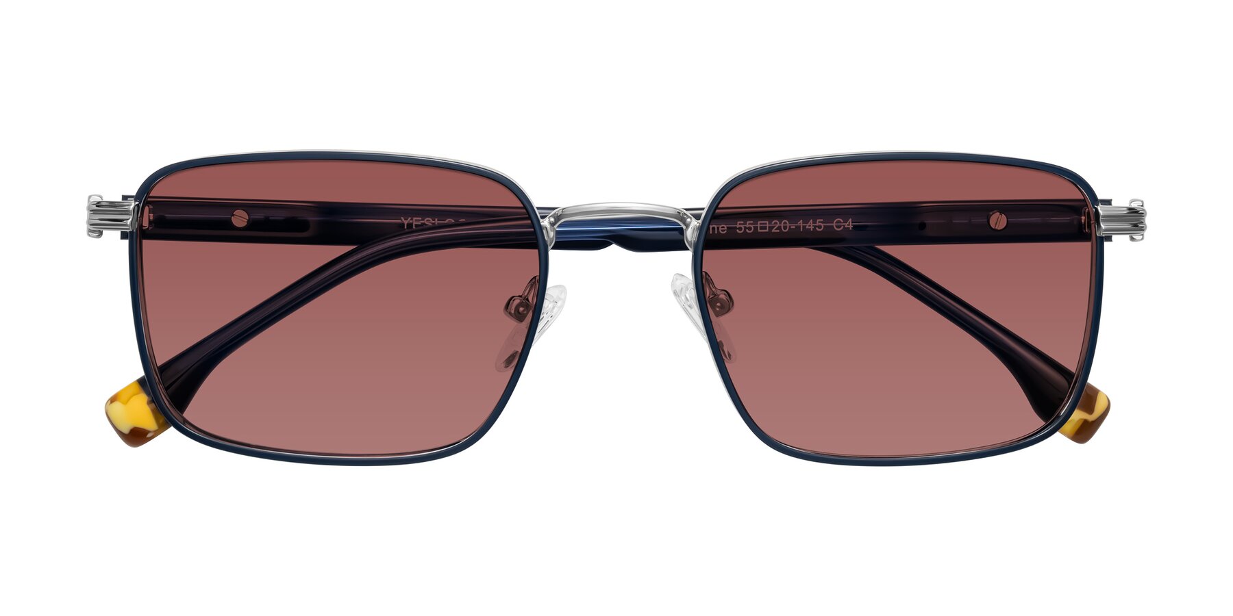 Folded Front of Rhine in Blue/Silver with Garnet Tinted Lenses