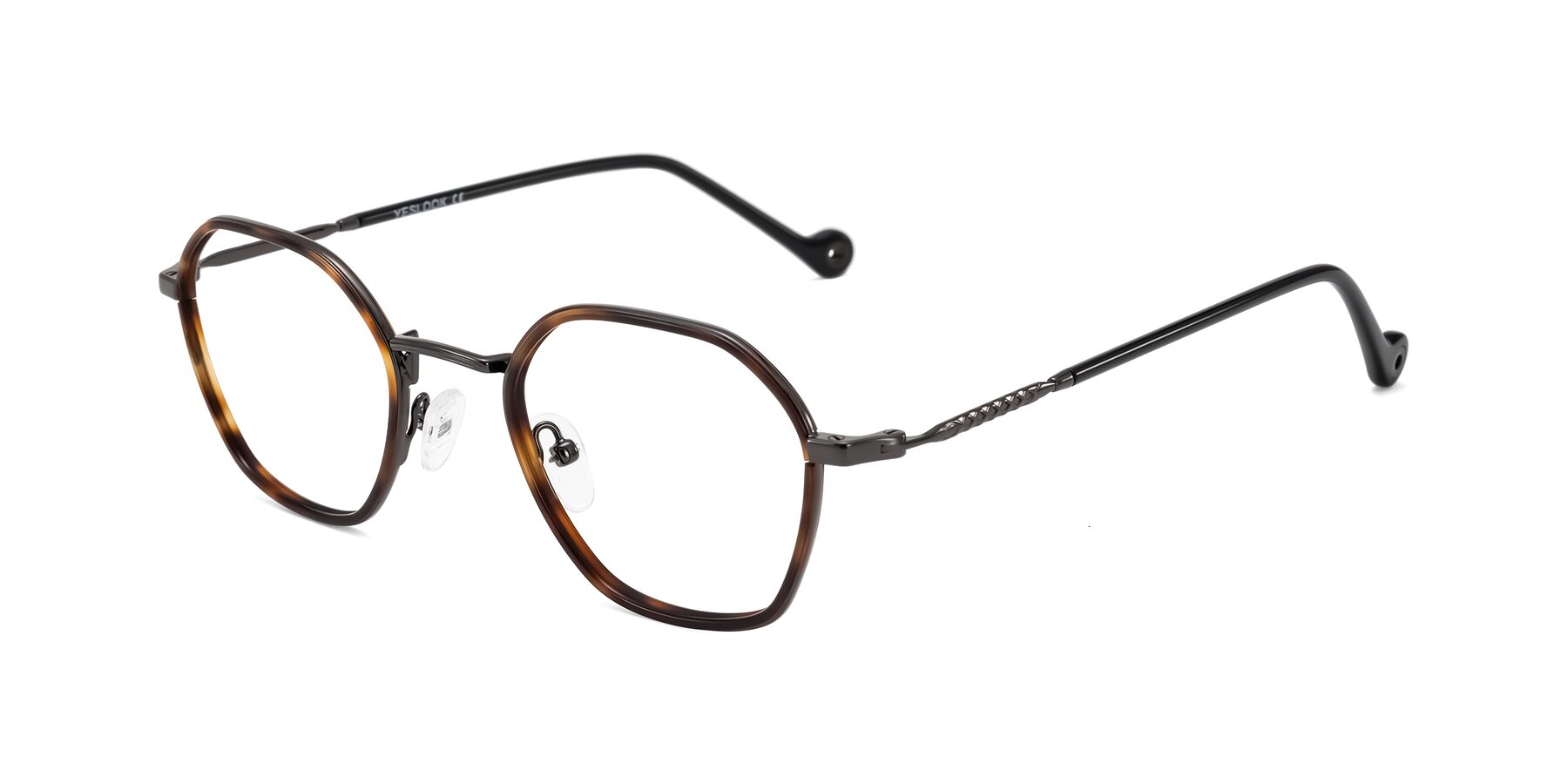 Angle of Dalon in Tortoise/Gunmetal with Clear Blue Light Blocking Lenses