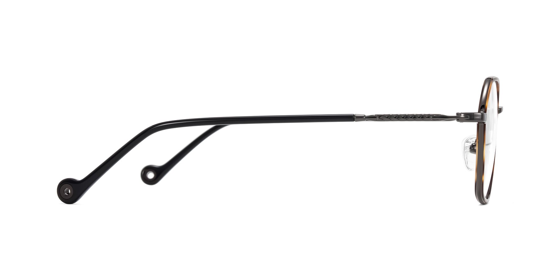 Side of Dalon in Tortoise/Gunmetal with Clear Blue Light Blocking Lenses