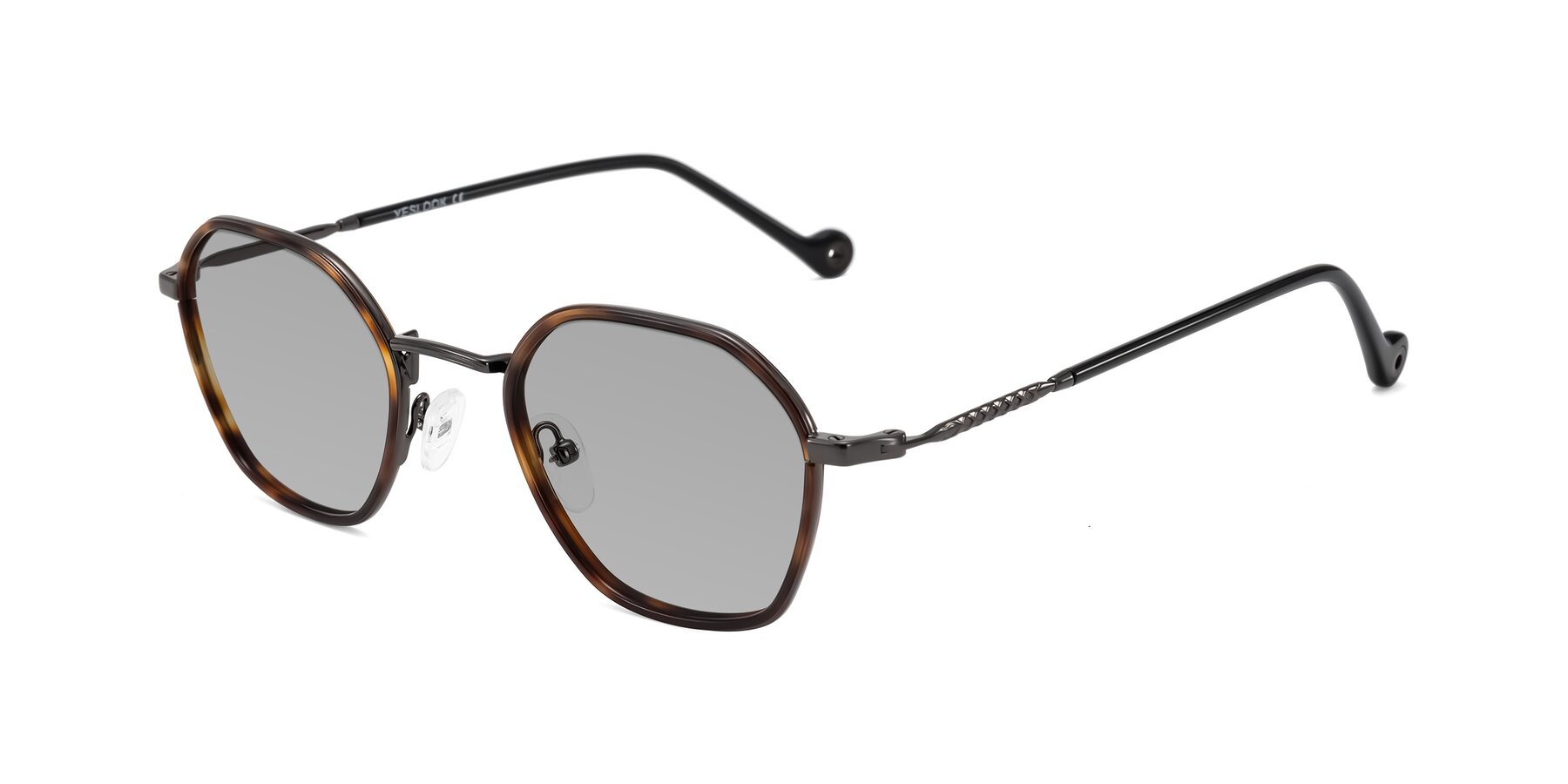 Angle of Dalon in Tortoise/Gunmetal with Light Gray Tinted Lenses
