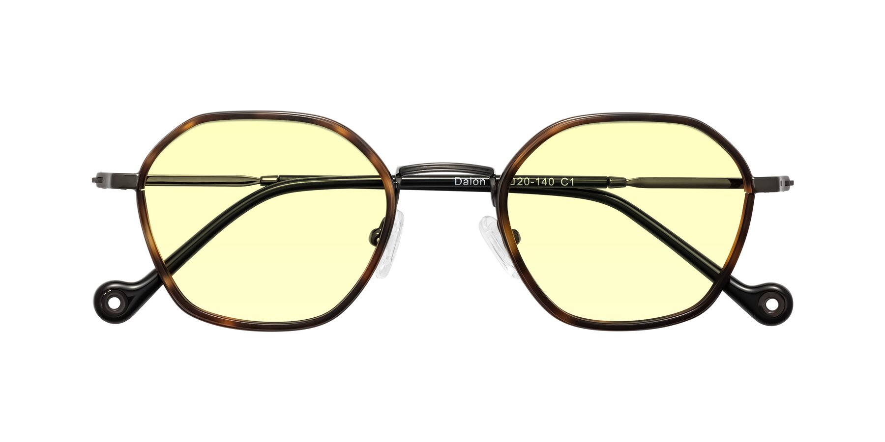 Folded Front of Dalon in Tortoise/Gunmetal with Light Yellow Tinted Lenses