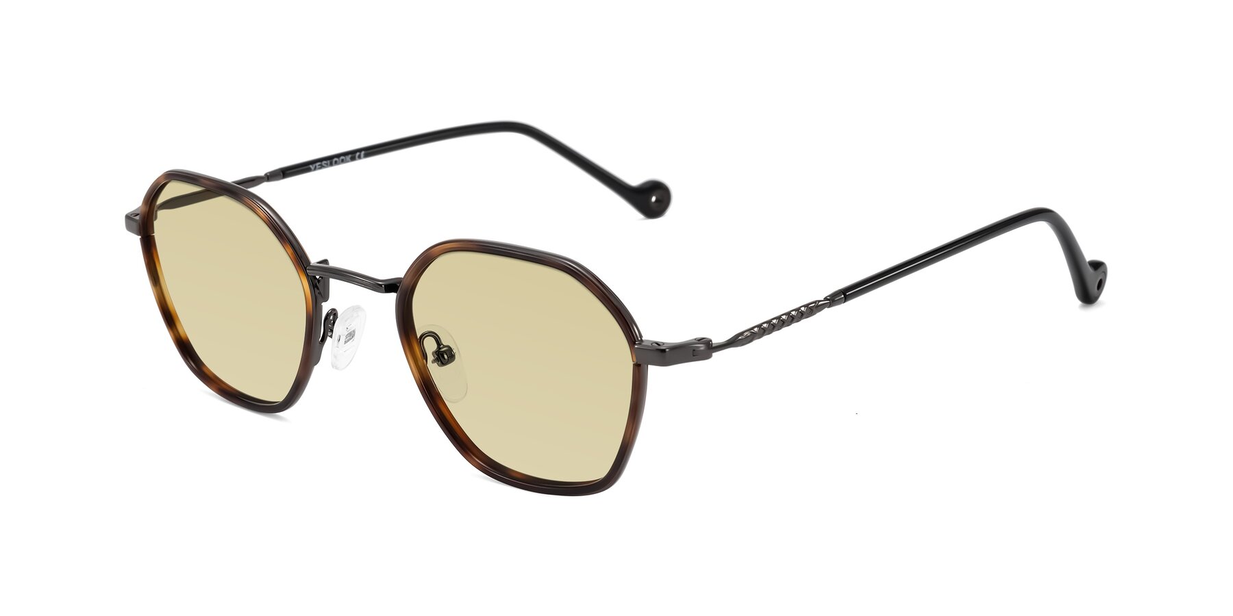 Angle of Dalon in Tortoise/Gunmetal with Light Champagne Tinted Lenses