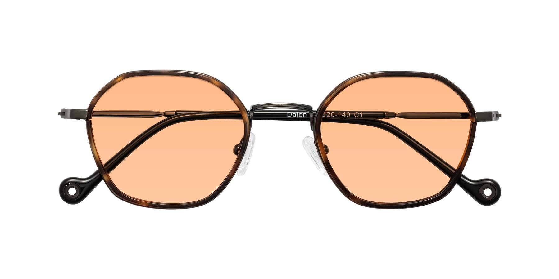 Folded Front of Dalon in Tortoise/Gunmetal with Light Orange Tinted Lenses
