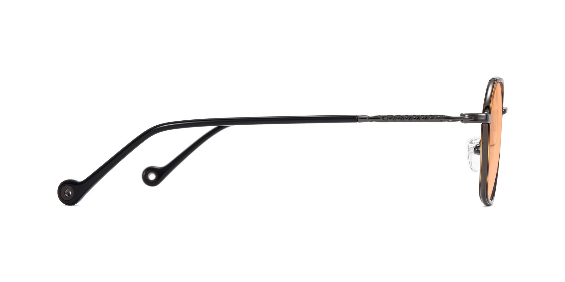 Side of Dalon in Tortoise/Gunmetal with Light Orange Tinted Lenses