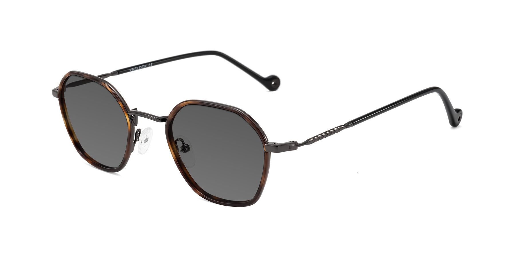 Angle of Dalon in Tortoise/Gunmetal with Medium Gray Tinted Lenses