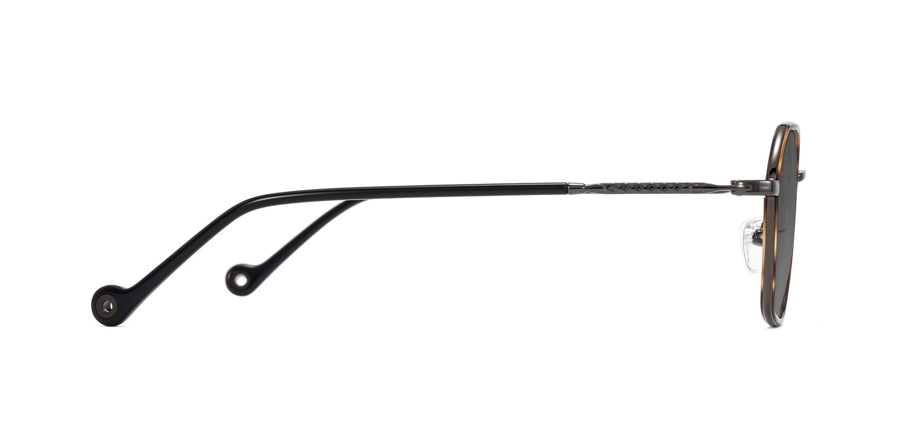 Side of Dalon in Tortoise/Gunmetal with Medium Gray Tinted Lenses