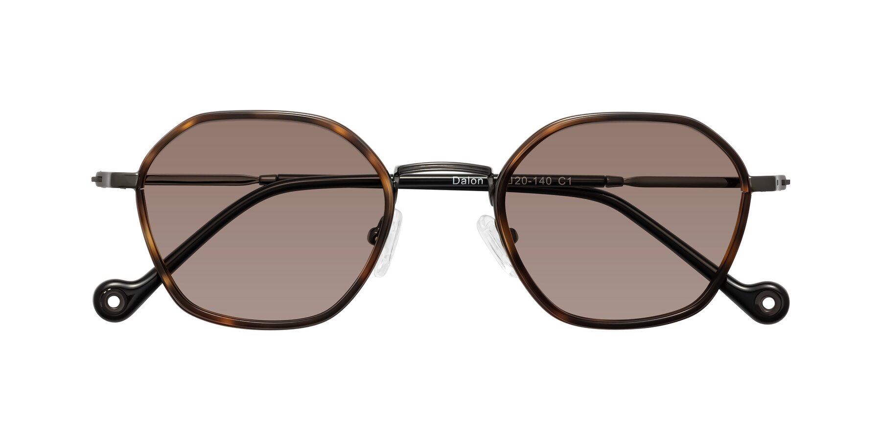 Folded Front of Dalon in Tortoise/Gunmetal with Medium Brown Tinted Lenses