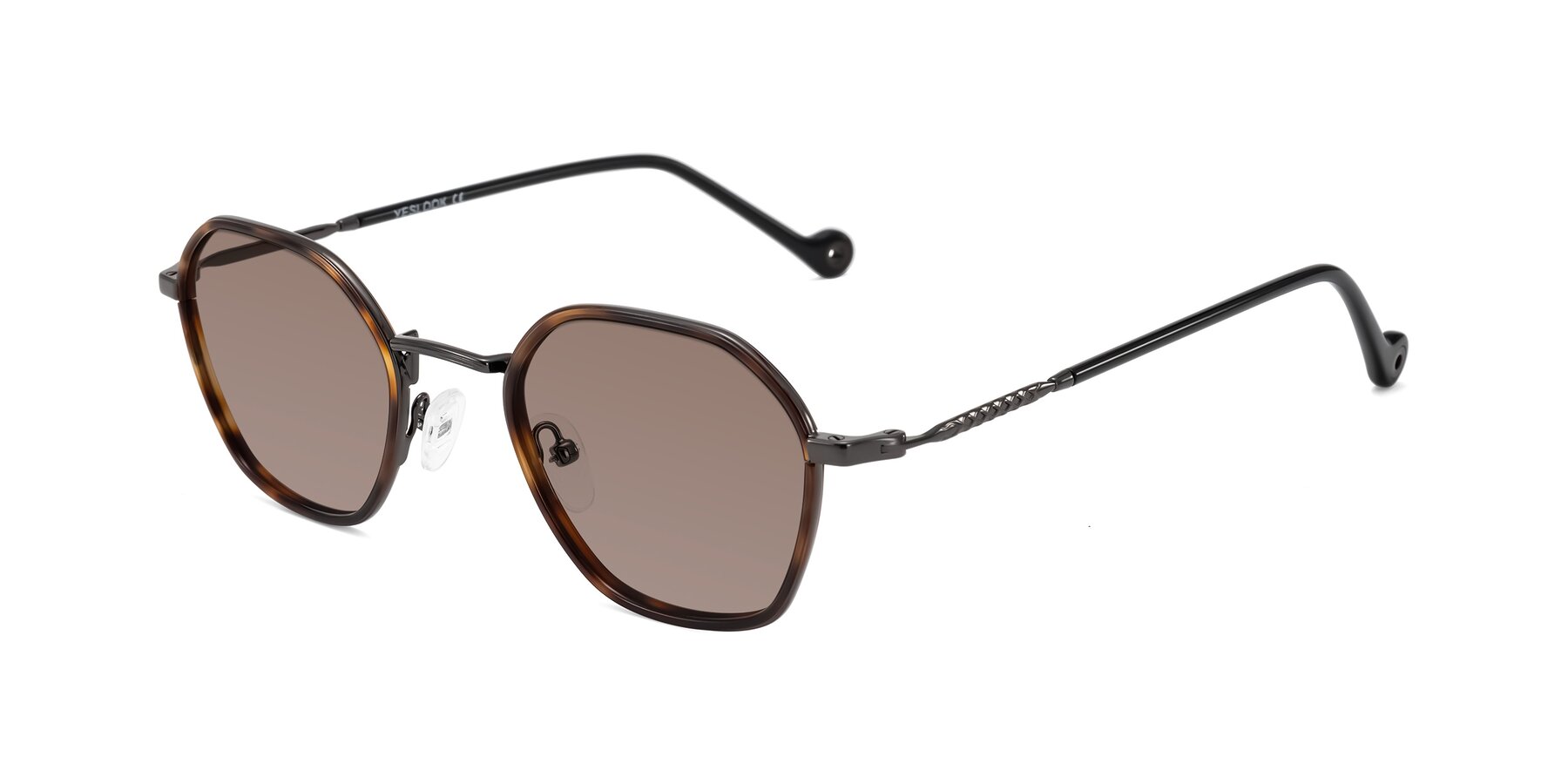 Angle of Dalon in Tortoise/Gunmetal with Medium Brown Tinted Lenses