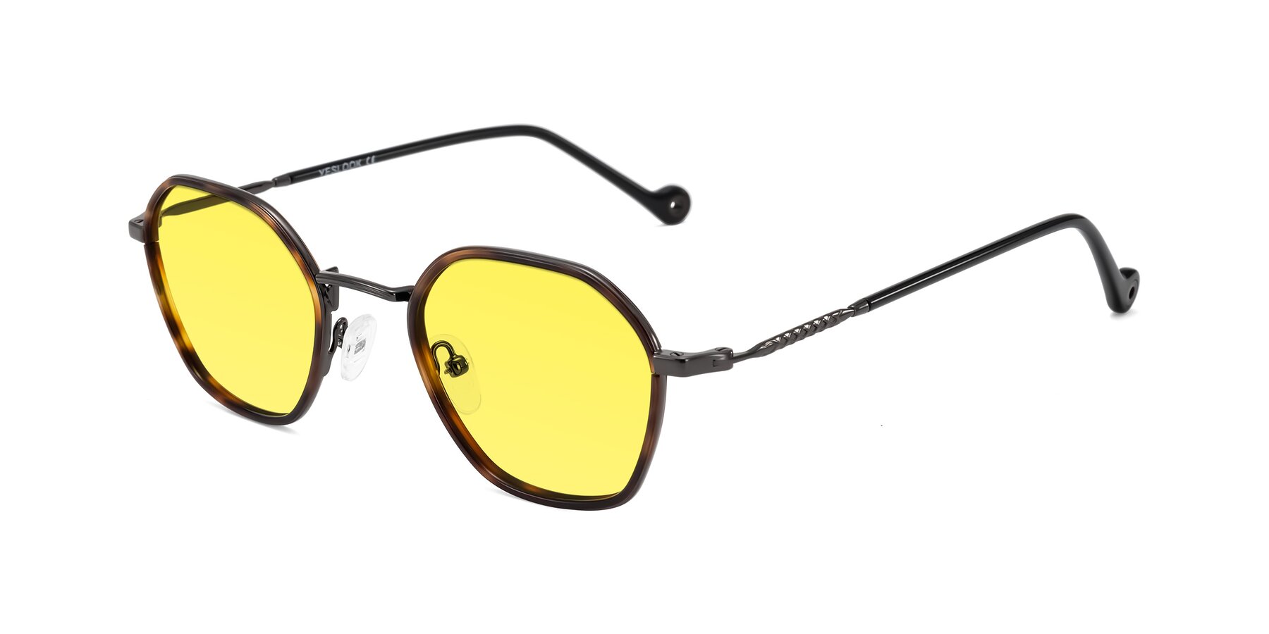 Angle of Dalon in Tortoise/Gunmetal with Medium Yellow Tinted Lenses