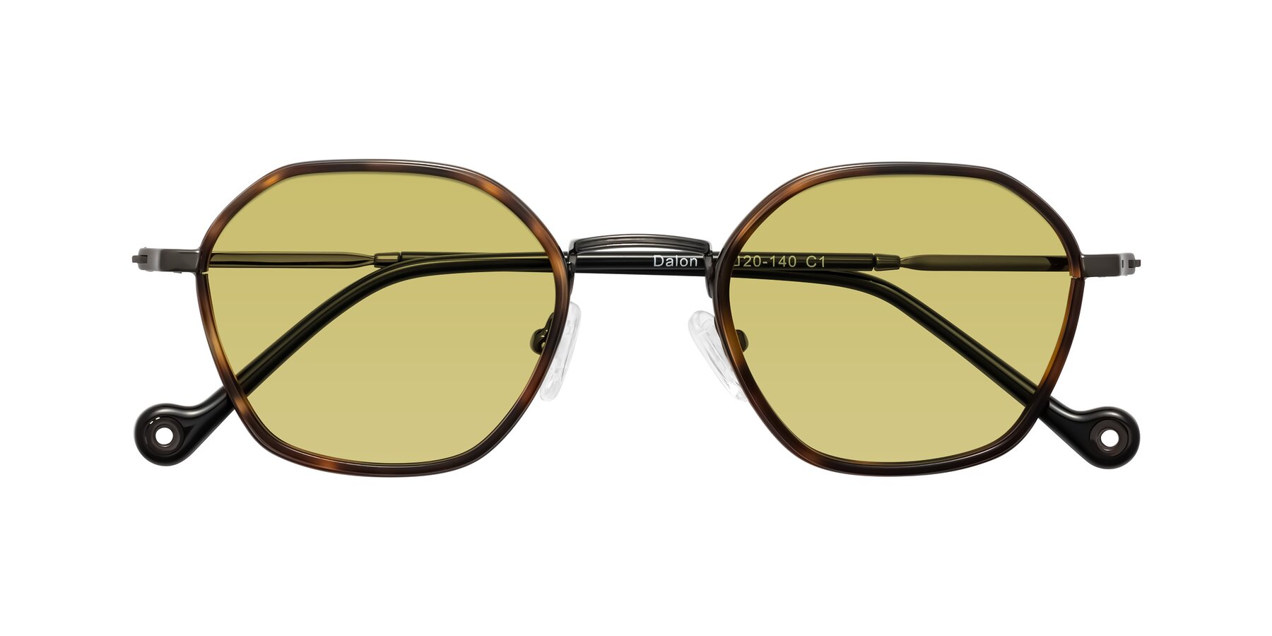Folded Front of Dalon in Tortoise/Gunmetal with Medium Champagne Tinted Lenses