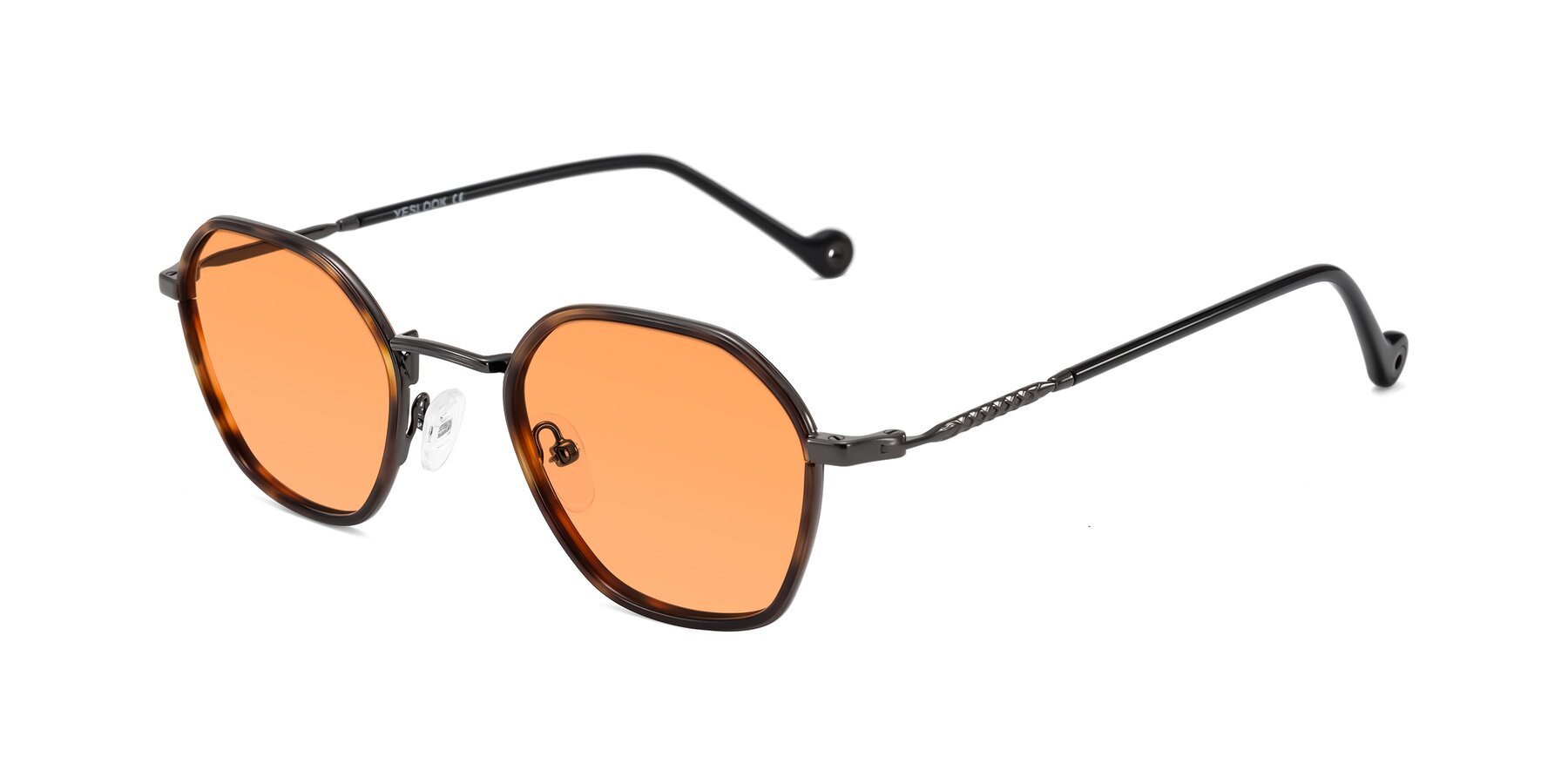 Angle of Dalon in Tortoise/Gunmetal with Medium Orange Tinted Lenses