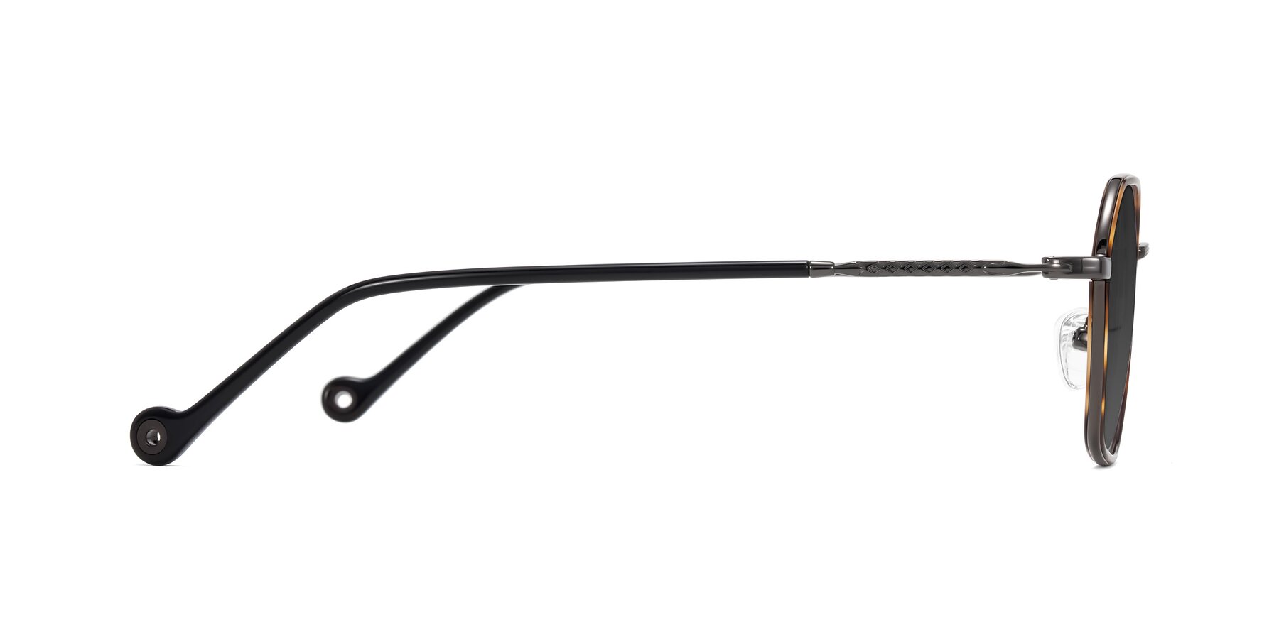 Side of Dalon in Tortoise/Gunmetal with Gray Tinted Lenses