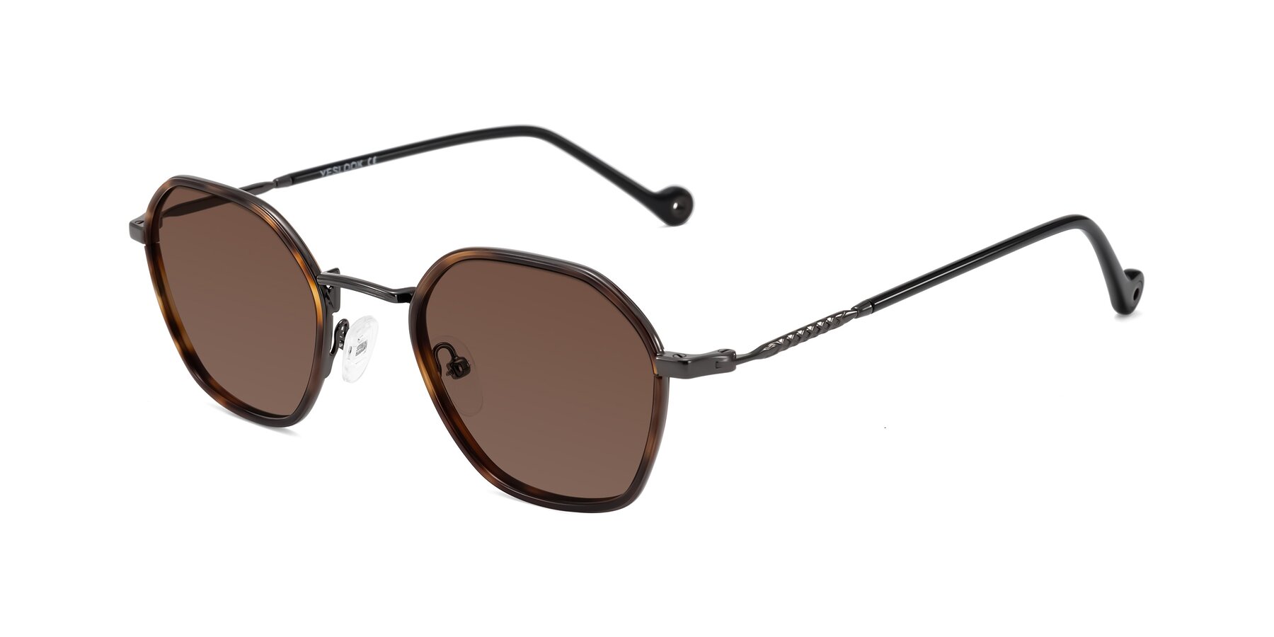 Angle of Dalon in Tortoise/Gunmetal with Brown Tinted Lenses