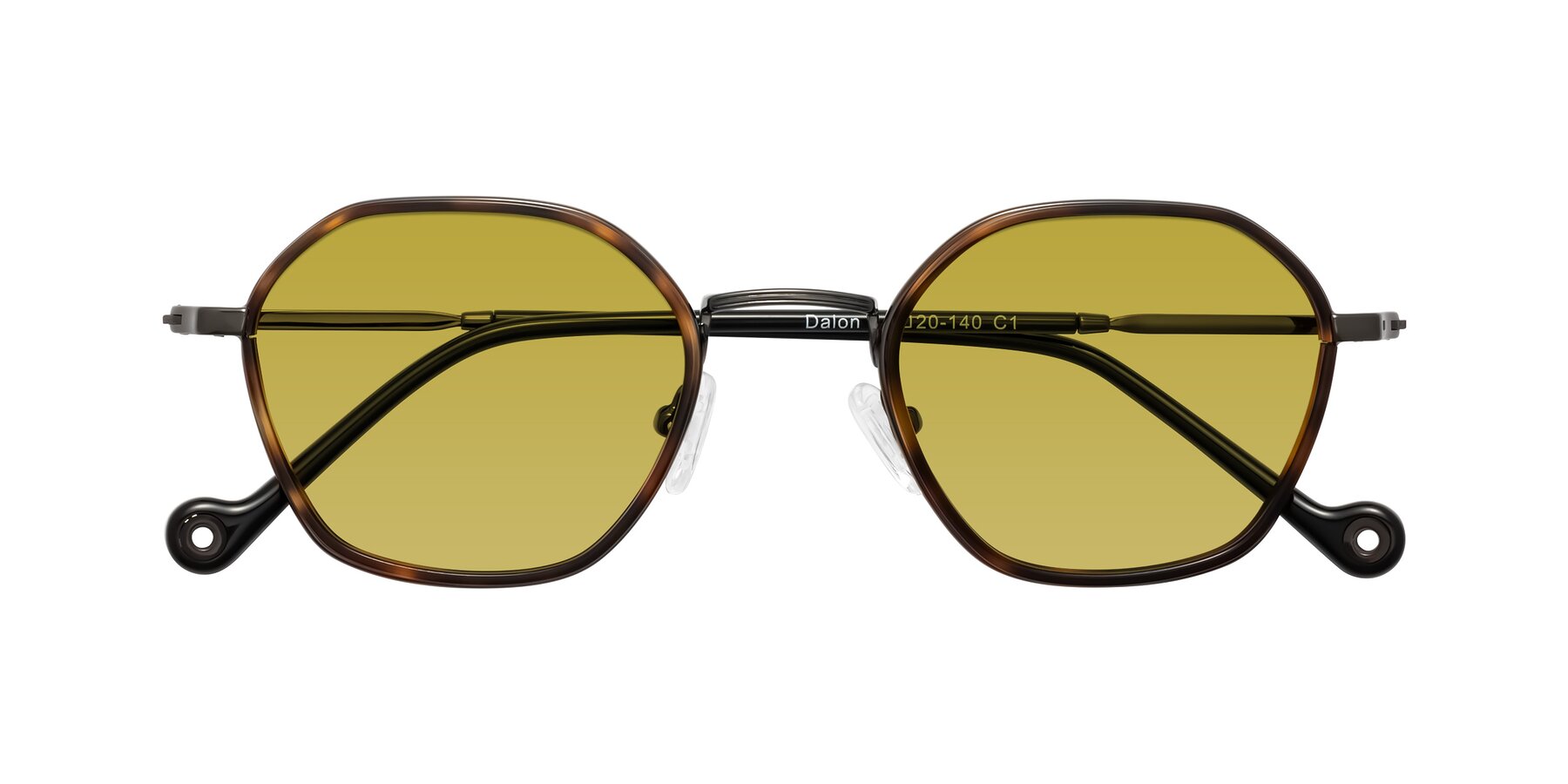 Folded Front of Dalon in Tortoise/Gunmetal with Champagne Tinted Lenses