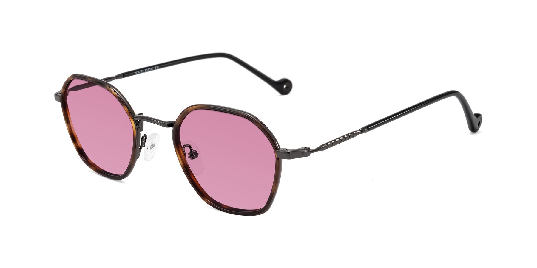 Angle of Dalon in Tortoise/Gunmetal with Medium Wine Tinted Lenses