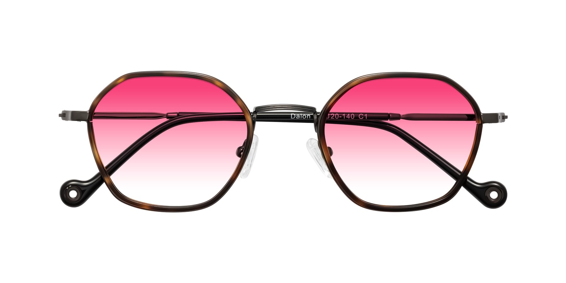 Folded Front of Dalon in Tortoise/Gunmetal with Pink Gradient Lenses